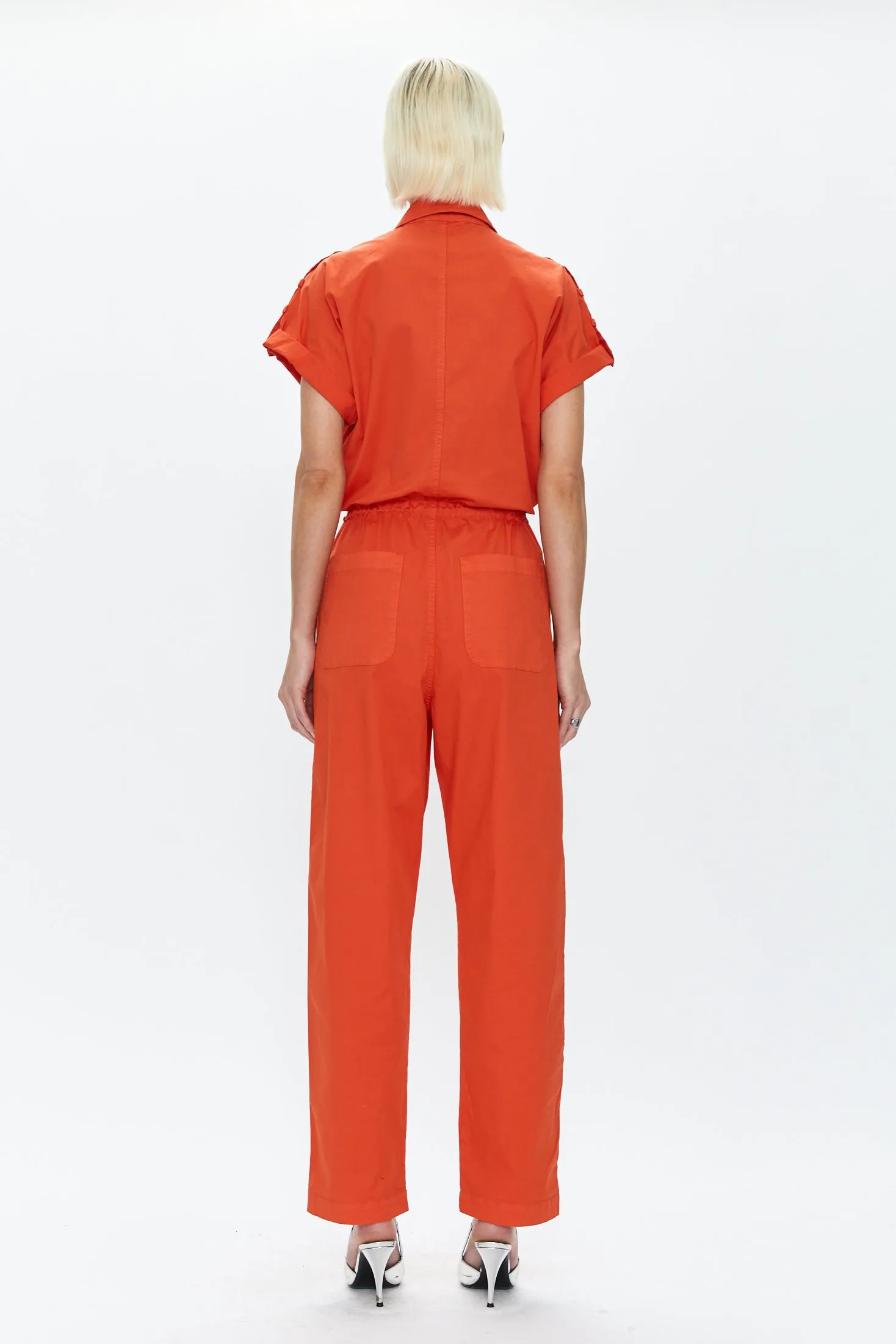 Jordan Short Sleeve Zip Front Jumpsuit - Poppy sold by pistola product image thumbnail 4