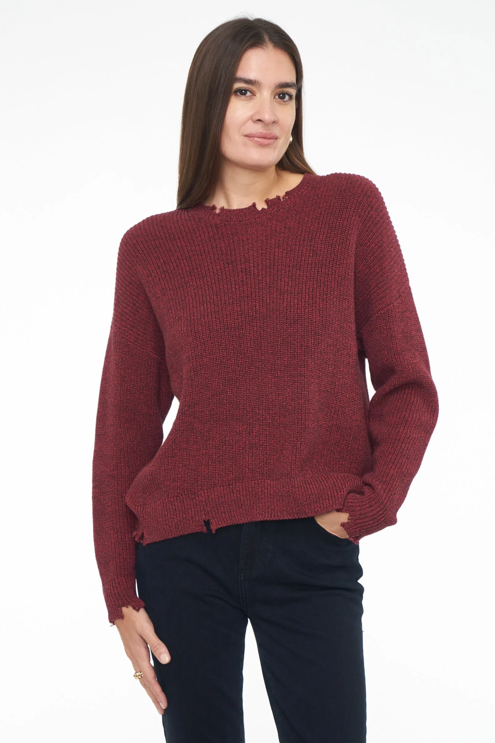Eva Crew Neck Sweater - Cherry Black Marl sold by pistola