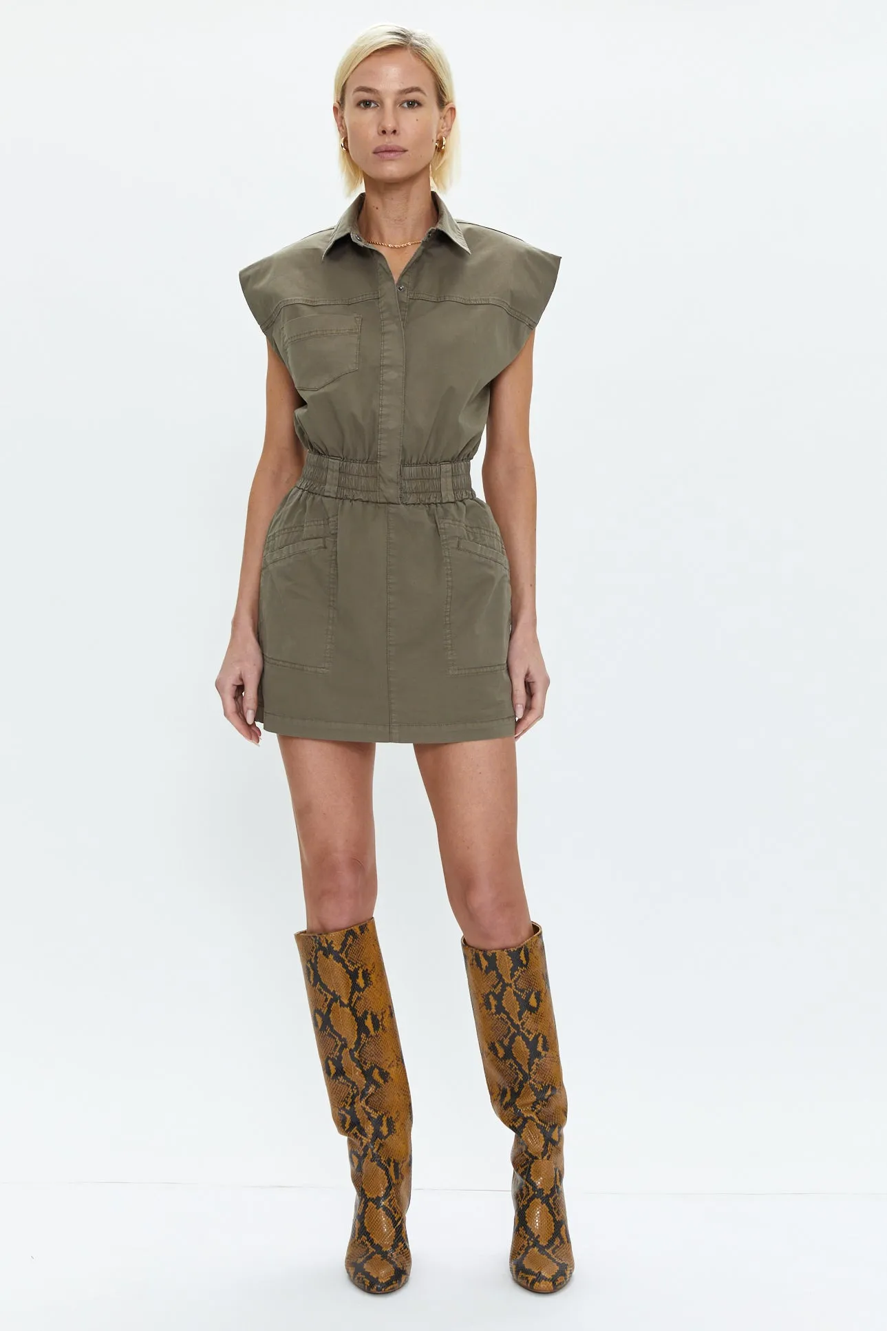 Rosie Mini Dress - Dark Olive sold by pistola product image thumbnail 4