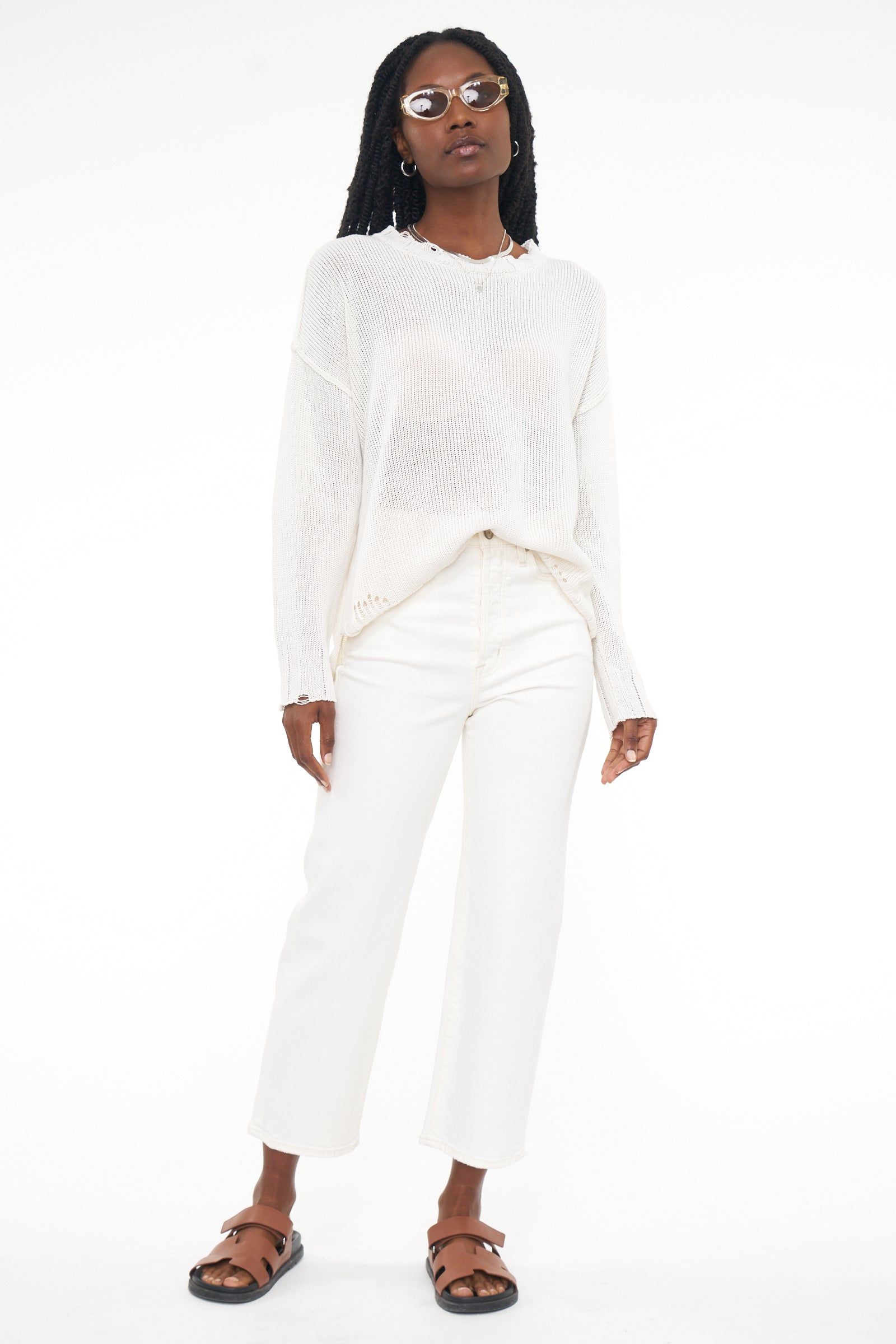 Elyse Lightweight Pullover Sweater - Vanilla Distressed sold by pistola product image thumbnail 2