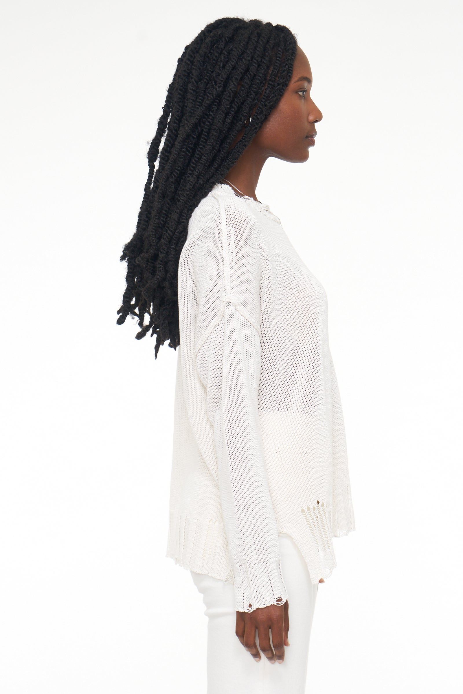 Elyse Lightweight Pullover Sweater - Vanilla Distressed sold by pistola product image thumbnail 3