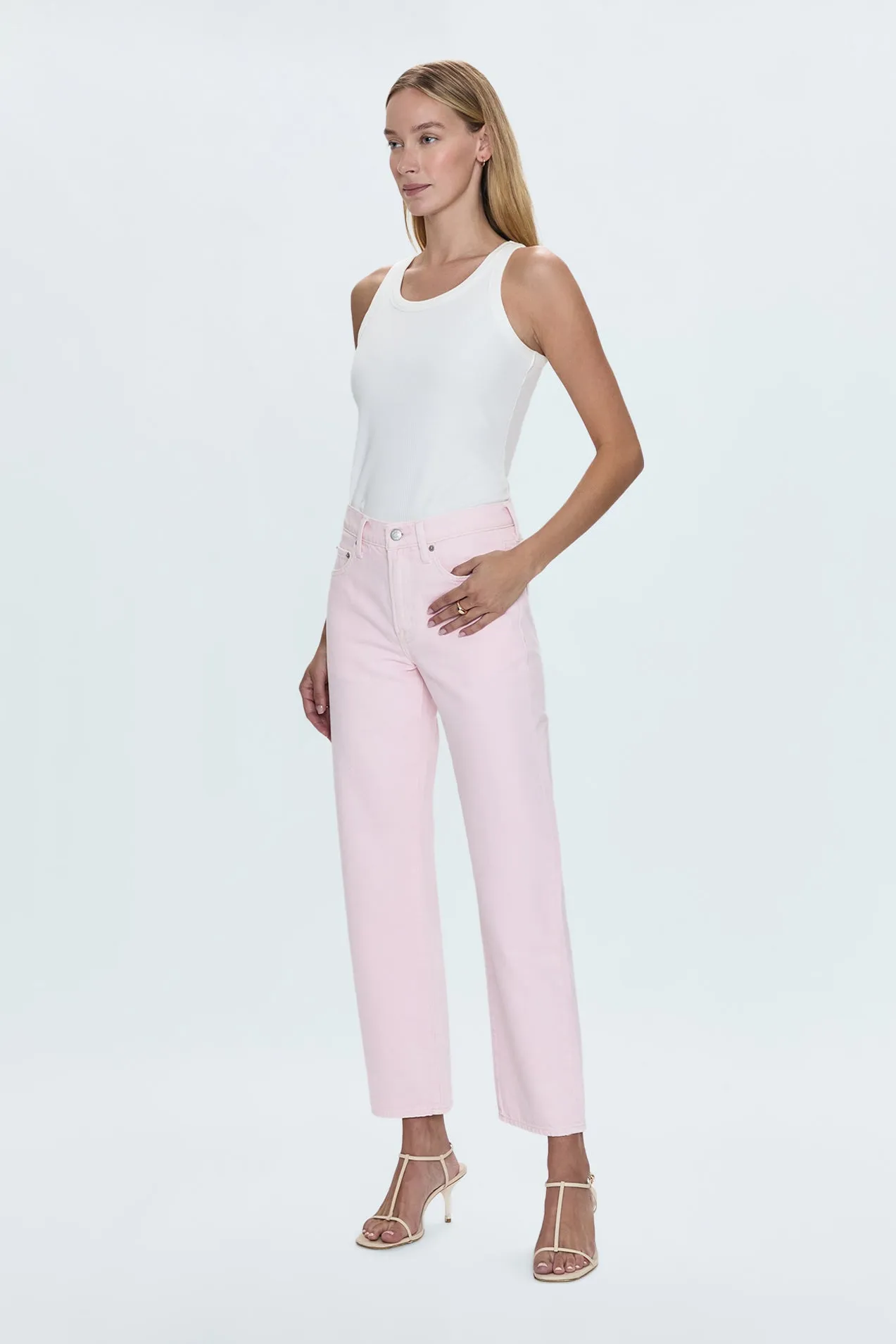 Lexi Mid Rise Bowed Straight Jean - Blush sold by Pistola product image thumbnail 2
