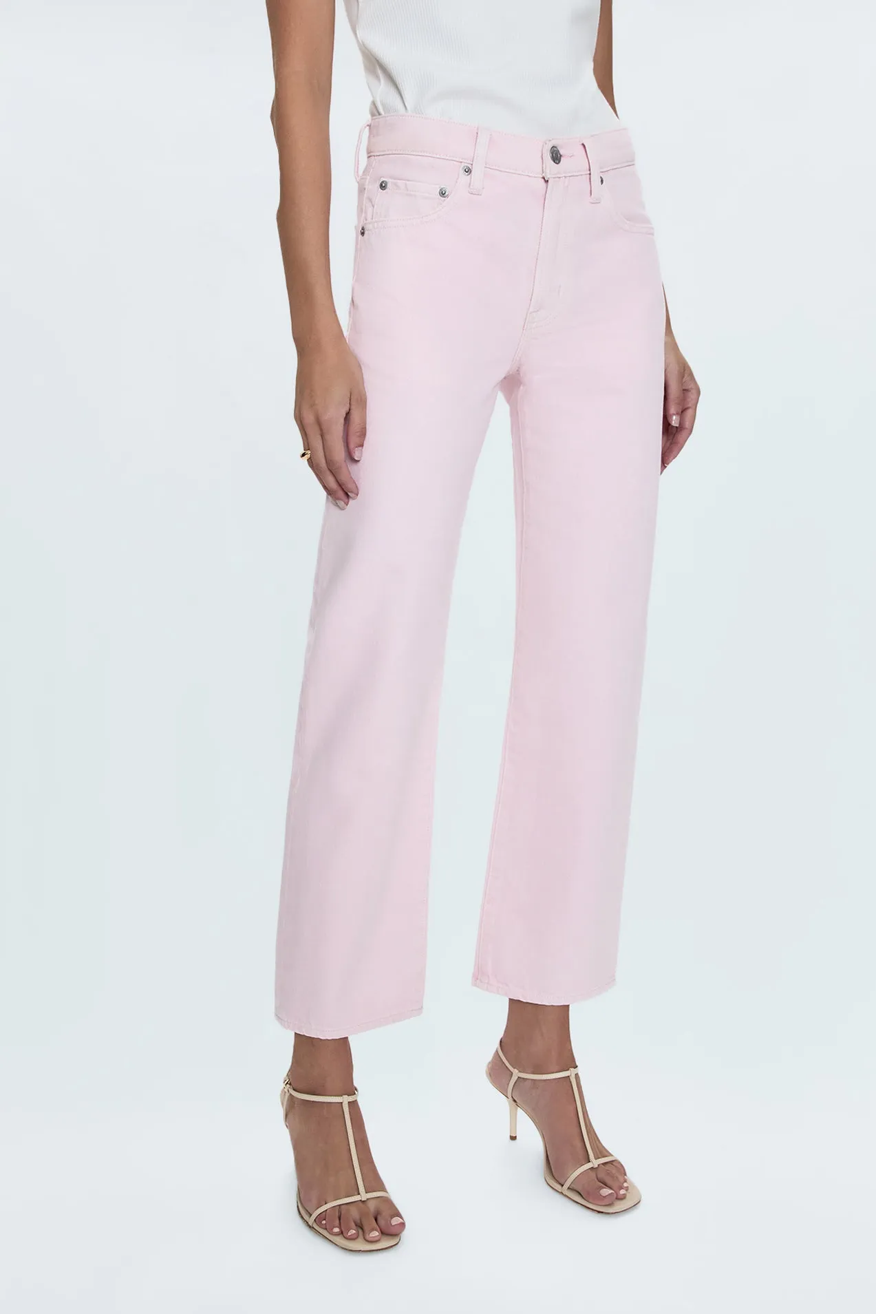 Lexi Mid Rise Bowed Straight Jean - Blush sold by Pistola product image thumbnail 5