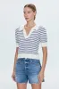Billie Pleat Sleeve Polo- Maritime Shell Strip sold by pistola
