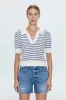 Billie Pleat Sleeve Polo- Maritime Shell Strip sold by pistola
