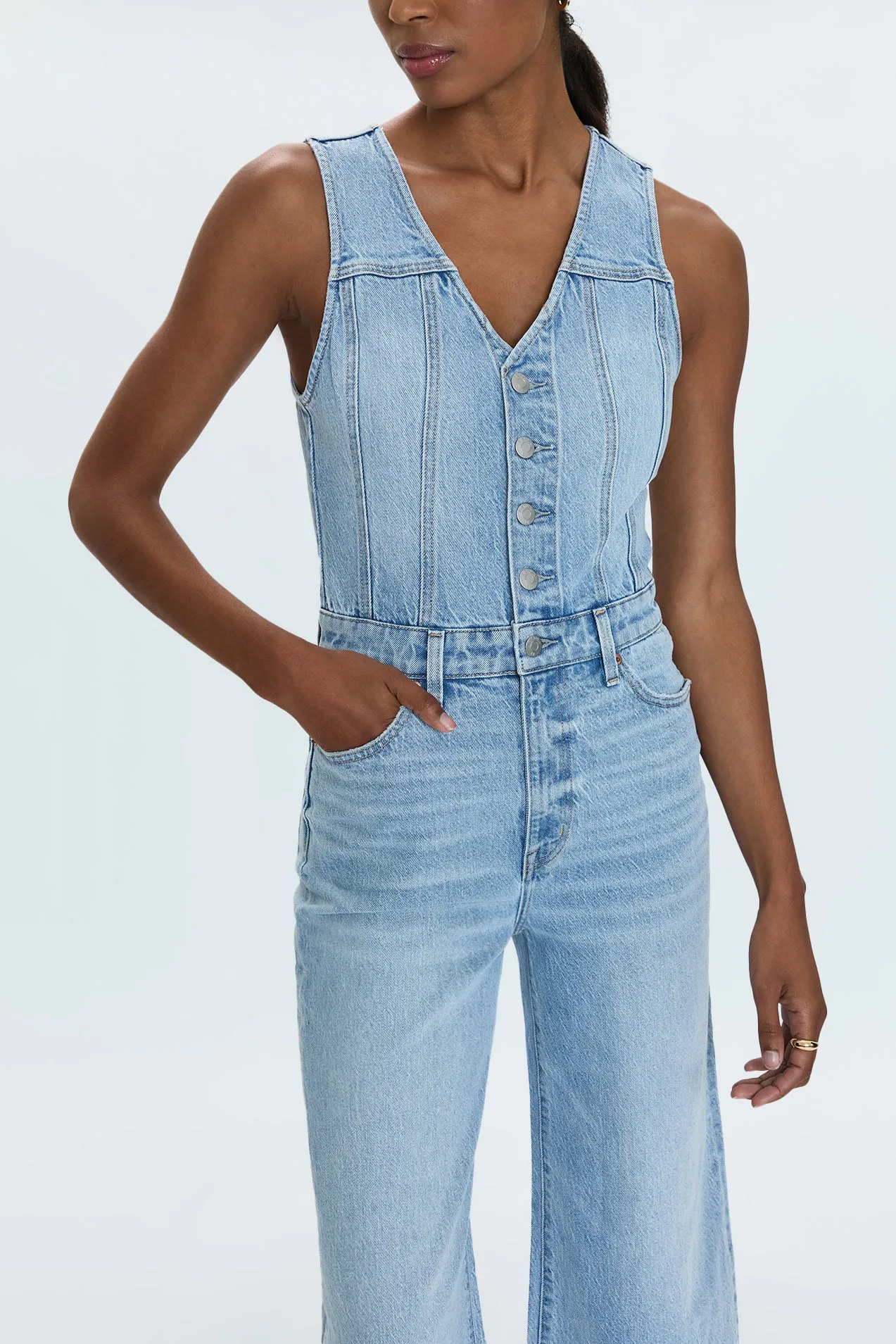 Aria Cropped Fitted Vest Jumpsuit - Priority sold by Pistola product image thumbnail 2