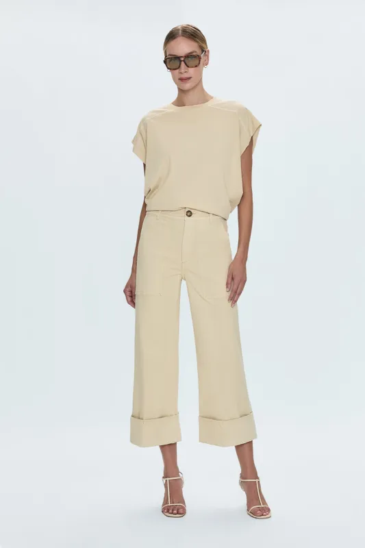 Maya Cuffed Hem Wide Leg Pants- Custard Yellow sold by Pistola