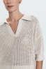 Emma Open Knit Polo - Dove Marl sold by pistola