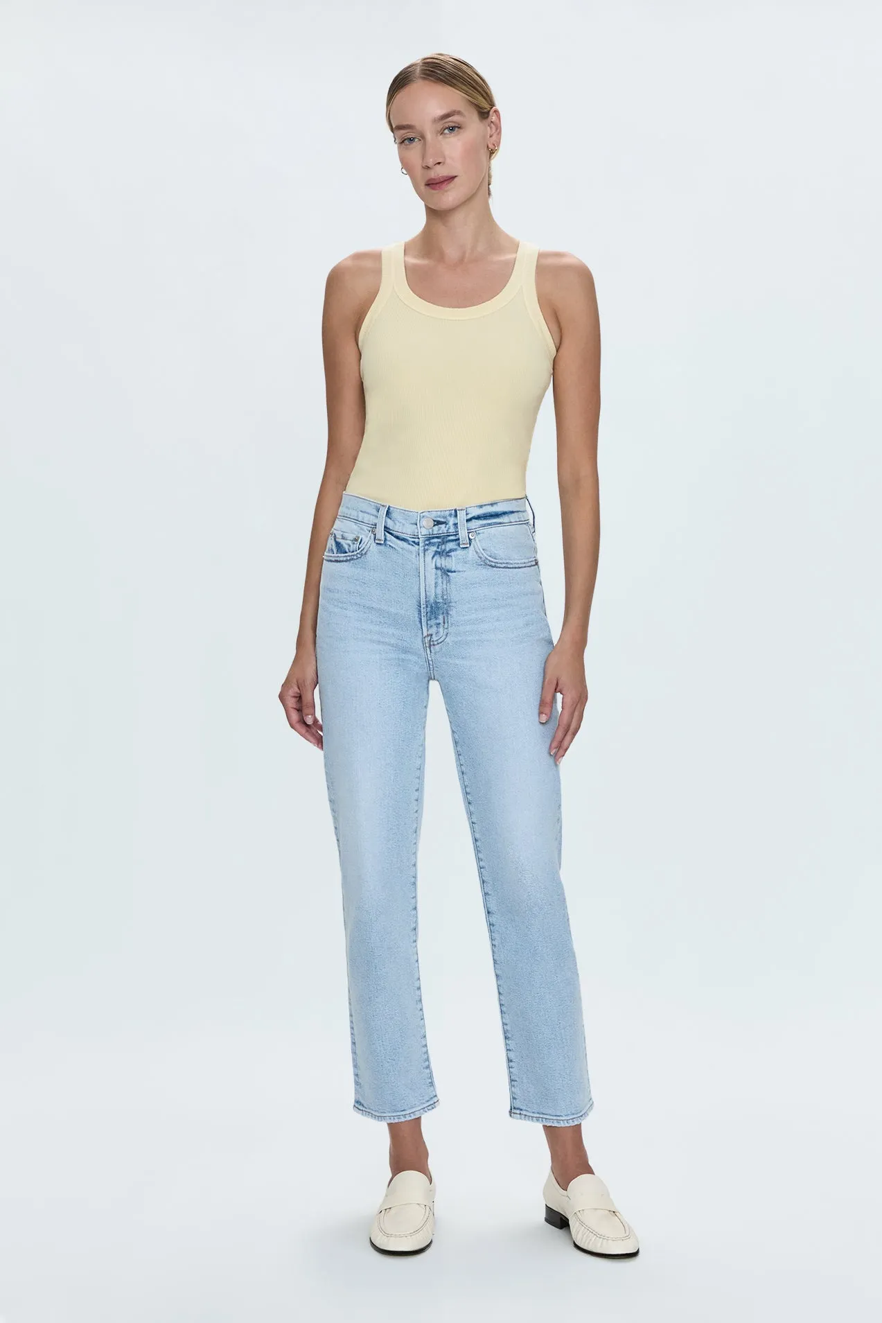 Charlie High Rise Classic Straight Ankle Jean- Sun-Kissed sold by pistola