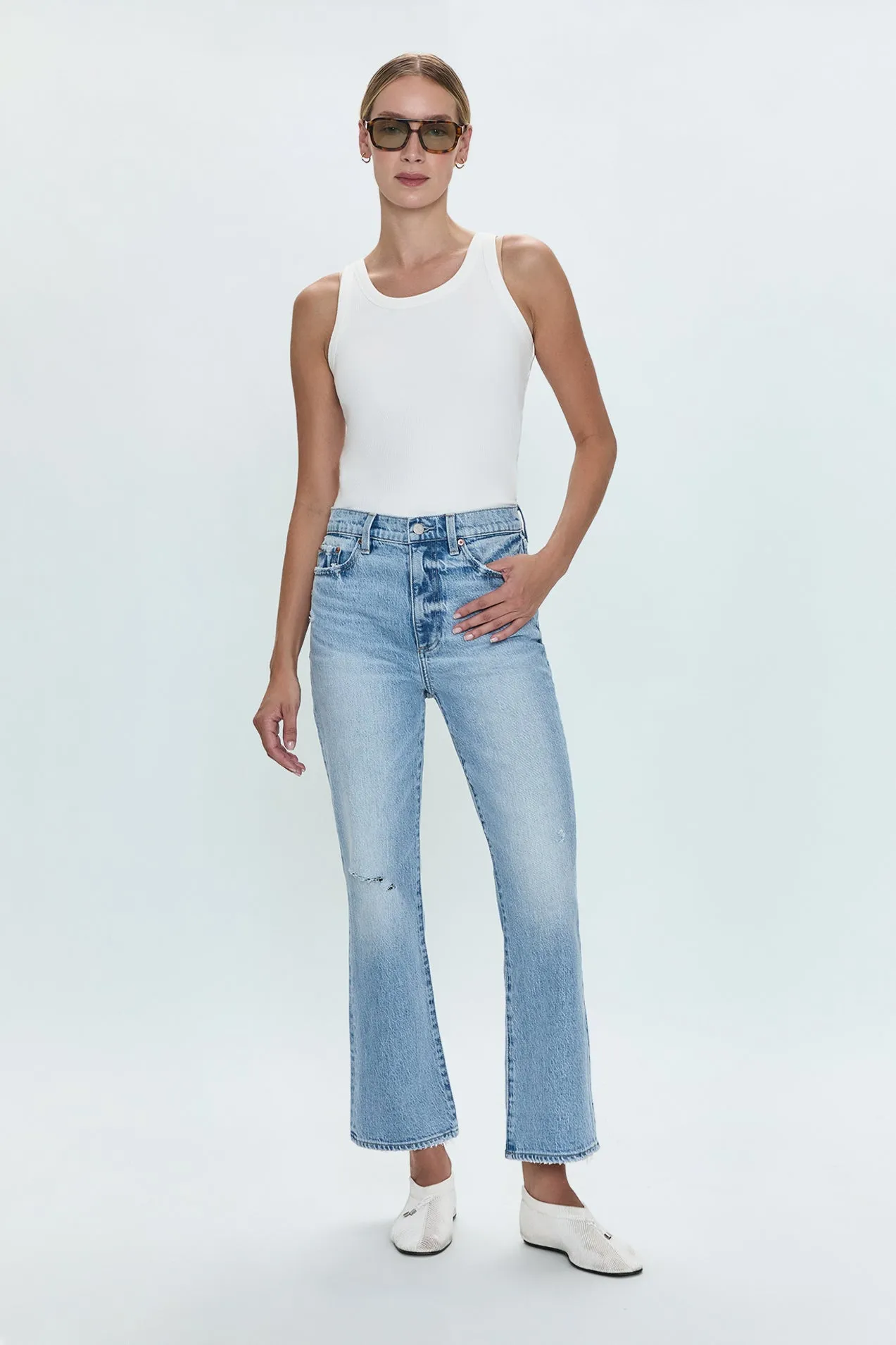 Ally High Rise Ankle Boot Jean - Scholar Distressed sold by Pistola