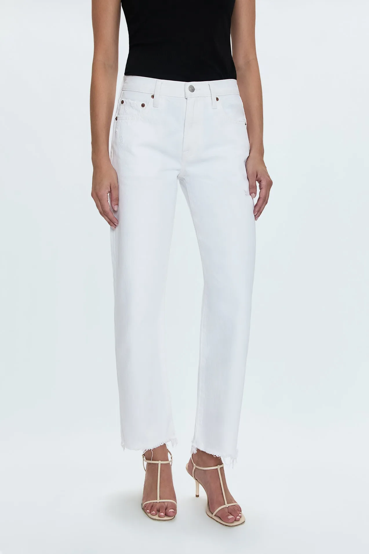 Lexi Mid Rise Bowed Straight Jean - Luxe White Vintage sold by Pistola product image thumbnail 2