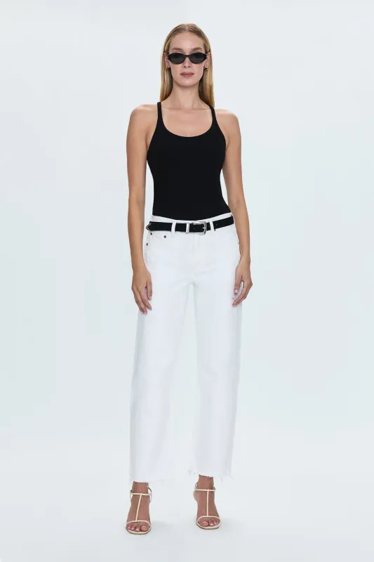 Lexi Mid Rise Bowed Straight Jean - Luxe White Vintage sold by pistola