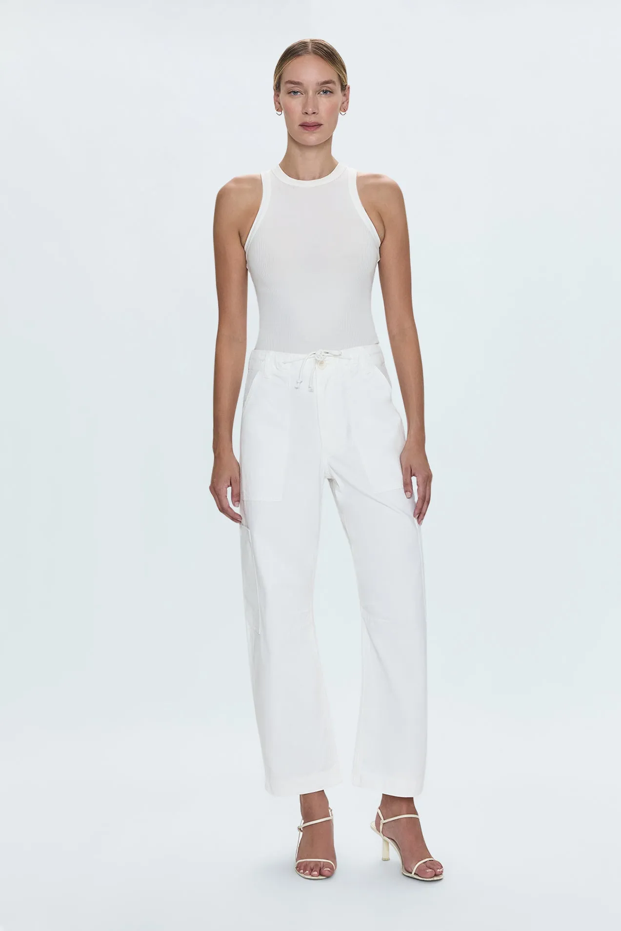 Sabrina Curved Utility Pants - White sold by Pistola