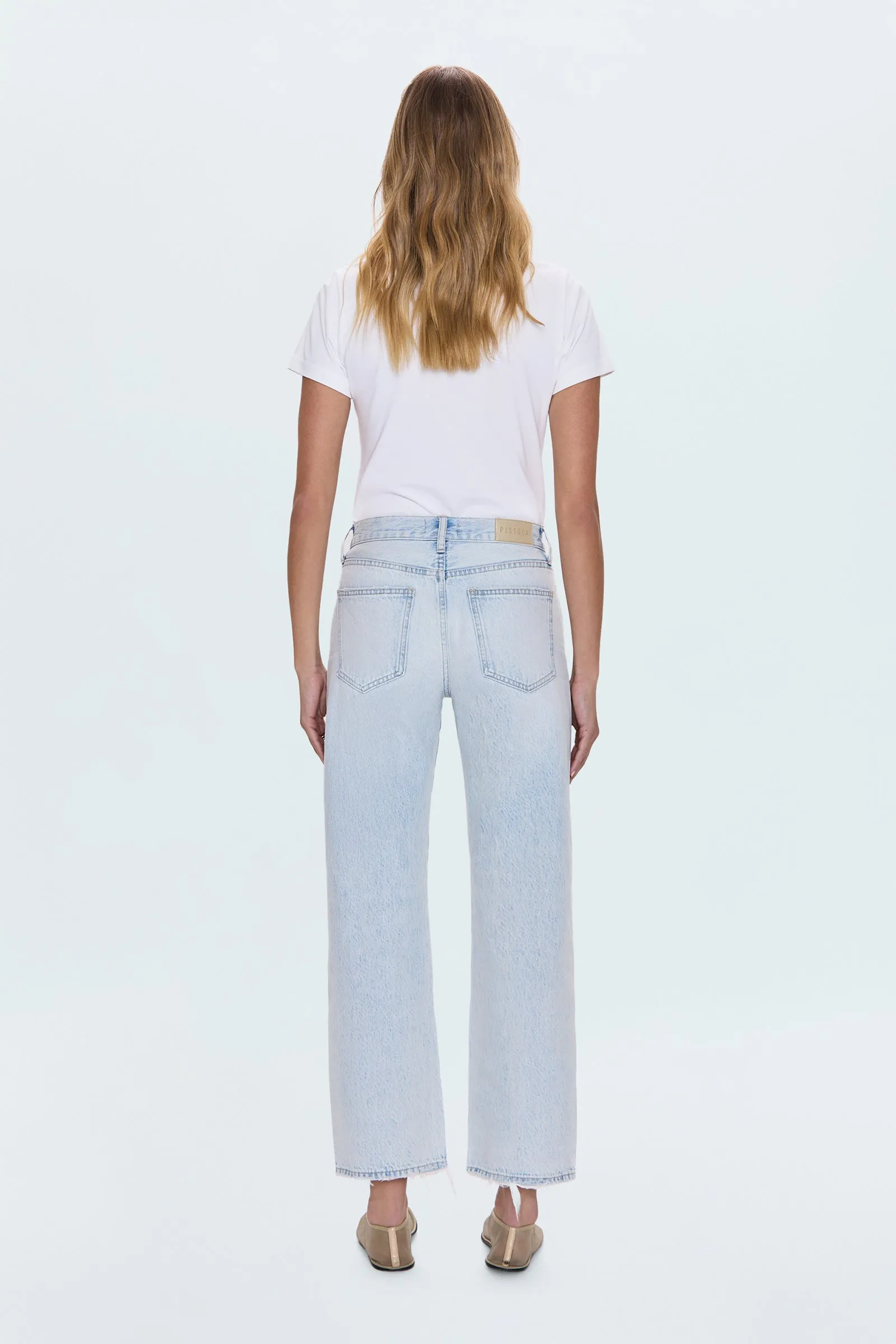 PETITE Lexi Mid Rise Bowed Straight Jean - Solstice Distressed sold by Pistola product image thumbnail 4