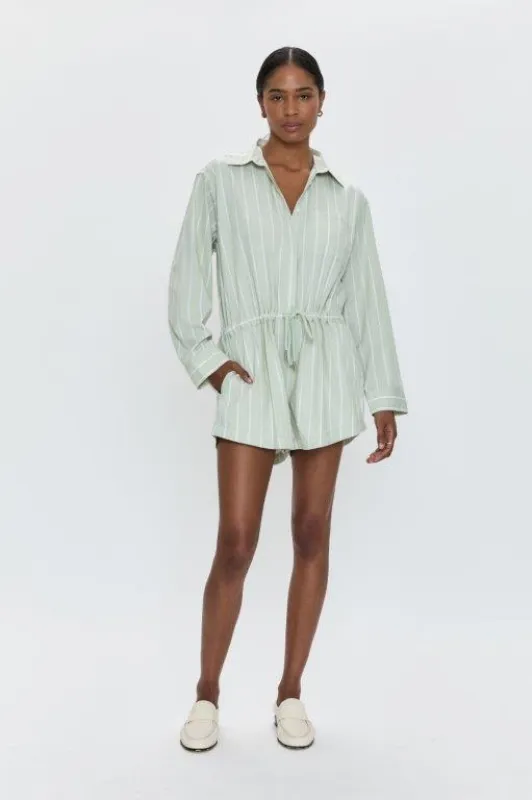 Amelie Romper- Pistachio Stripe sold by pistola