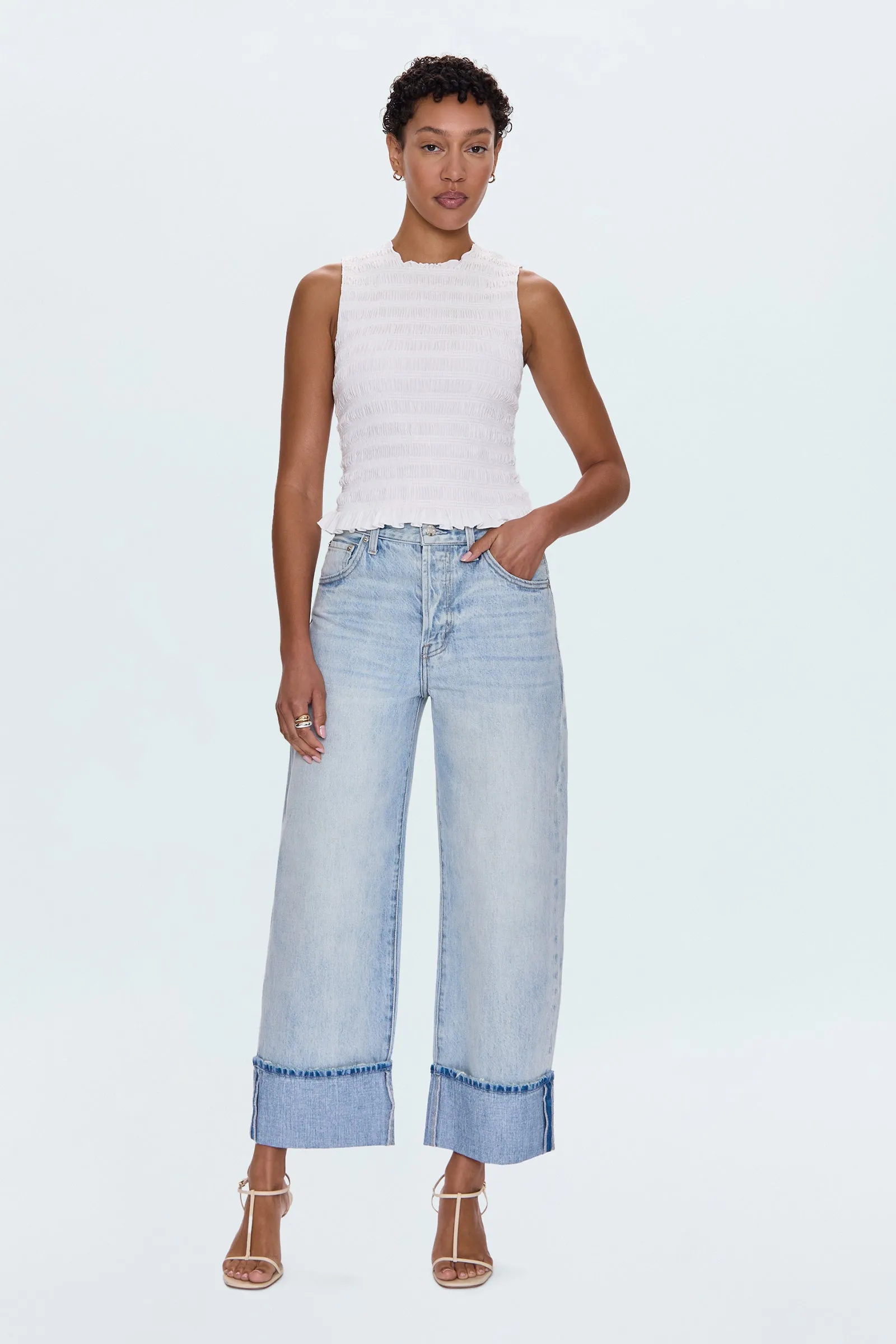 Ryder High Rise Cuffed Straight Jean - Sunrise sold by Pistola