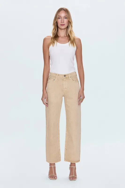 Lexi Mid Rise Bowed Straight Jean - Sand Dollar sold by pistola