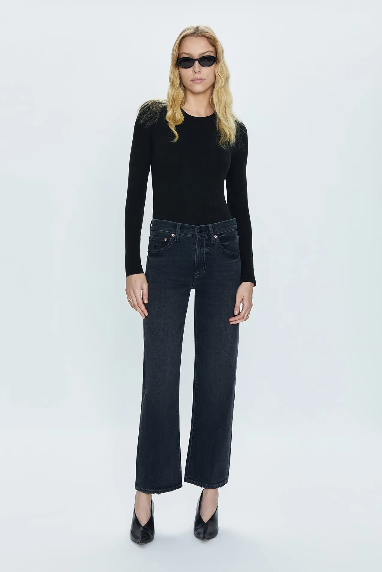 PETITE Lexi Mid Rise Bowed Straight Jean - Mercury sold by Pistola product image thumbnail 2