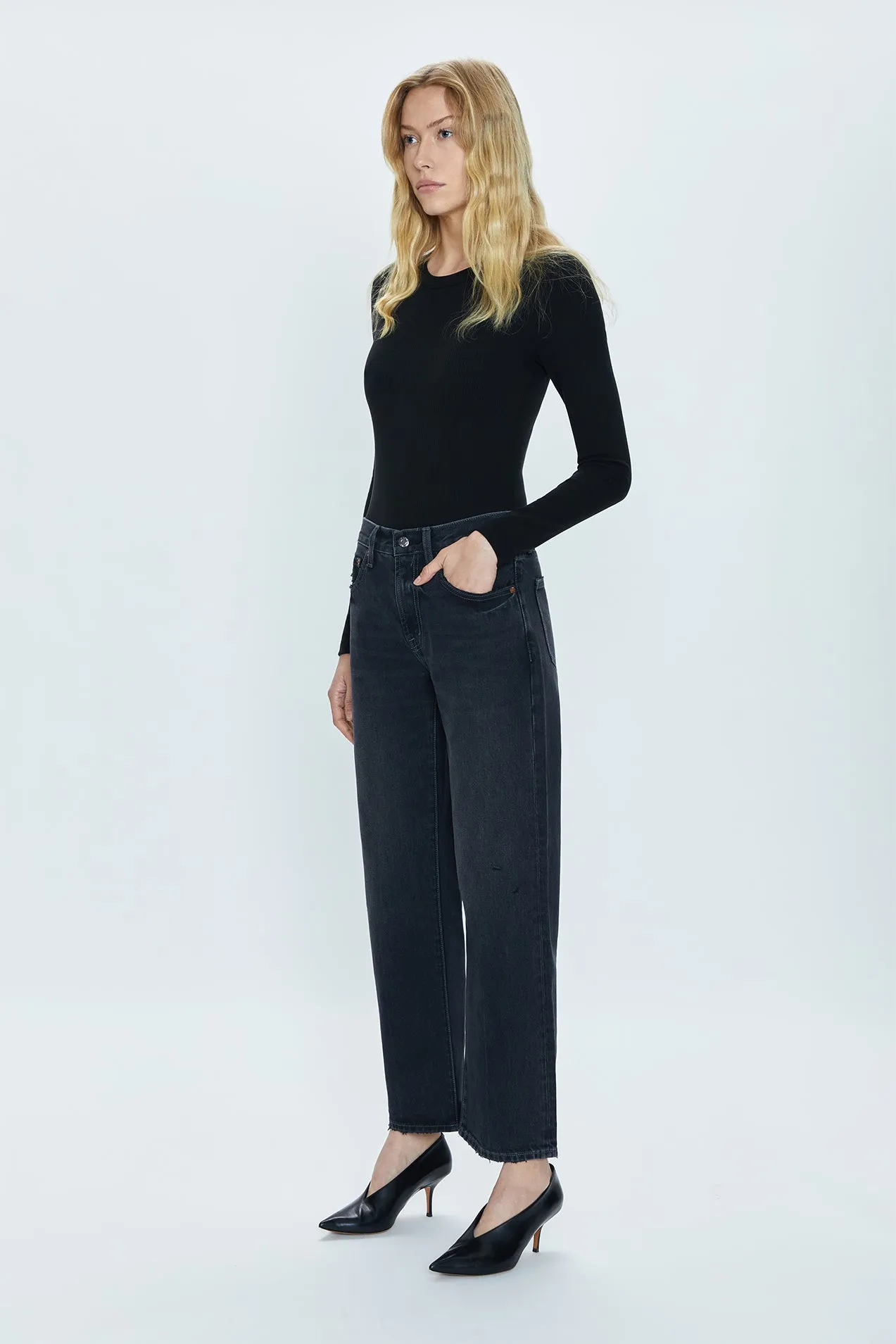 PETITE Lexi Mid Rise Bowed Straight Jean - Mercury sold by Pistola product image thumbnail 3