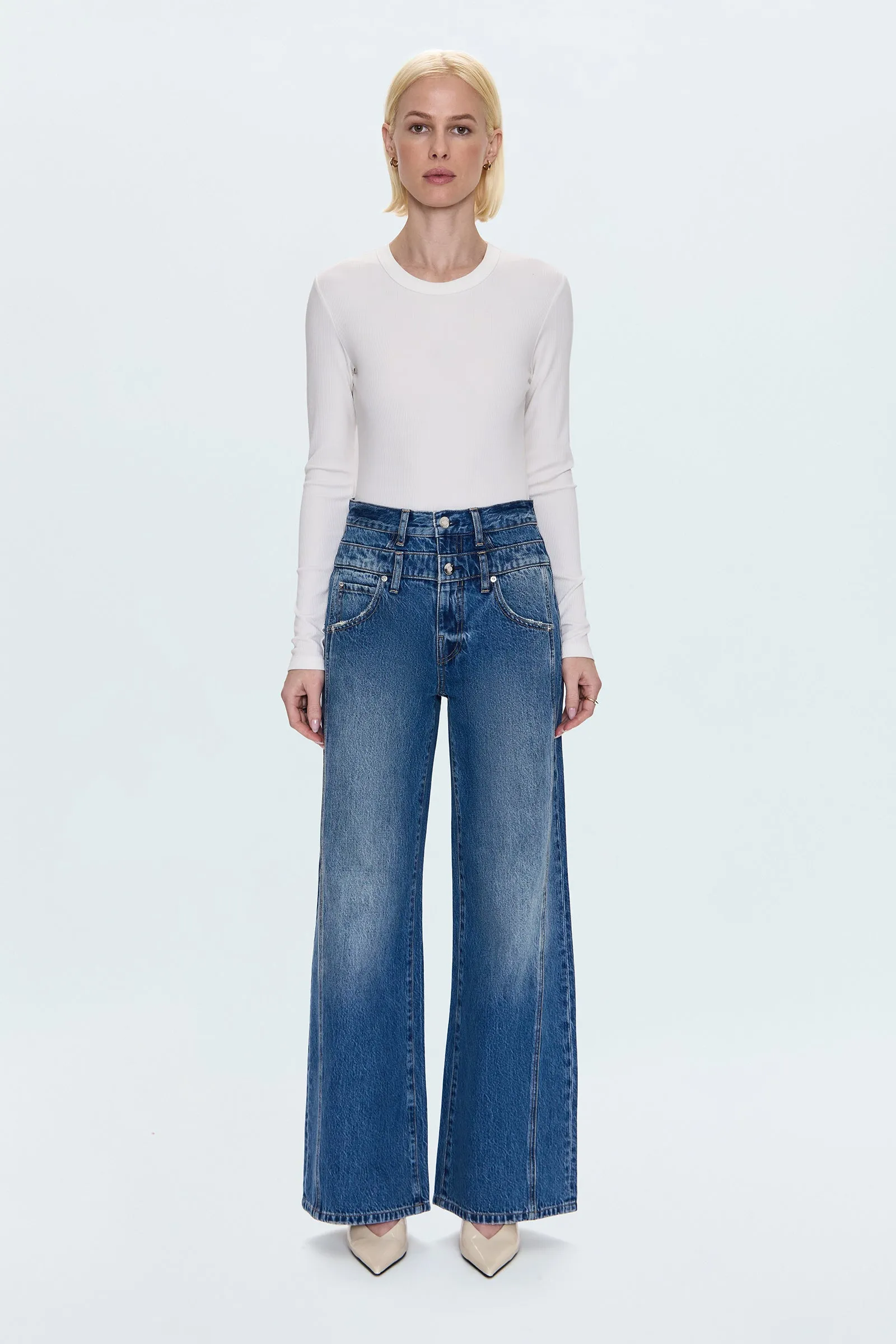 Caleb High Rise Stacked Waist Jean - Echo sold by Pistola