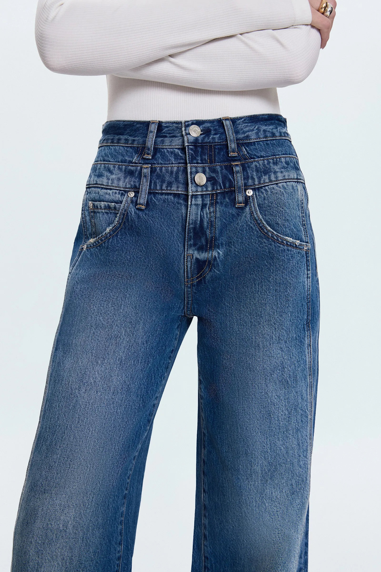 Caleb High Rise Stacked Waist Jean - Echo sold by Pistola product image thumbnail 2