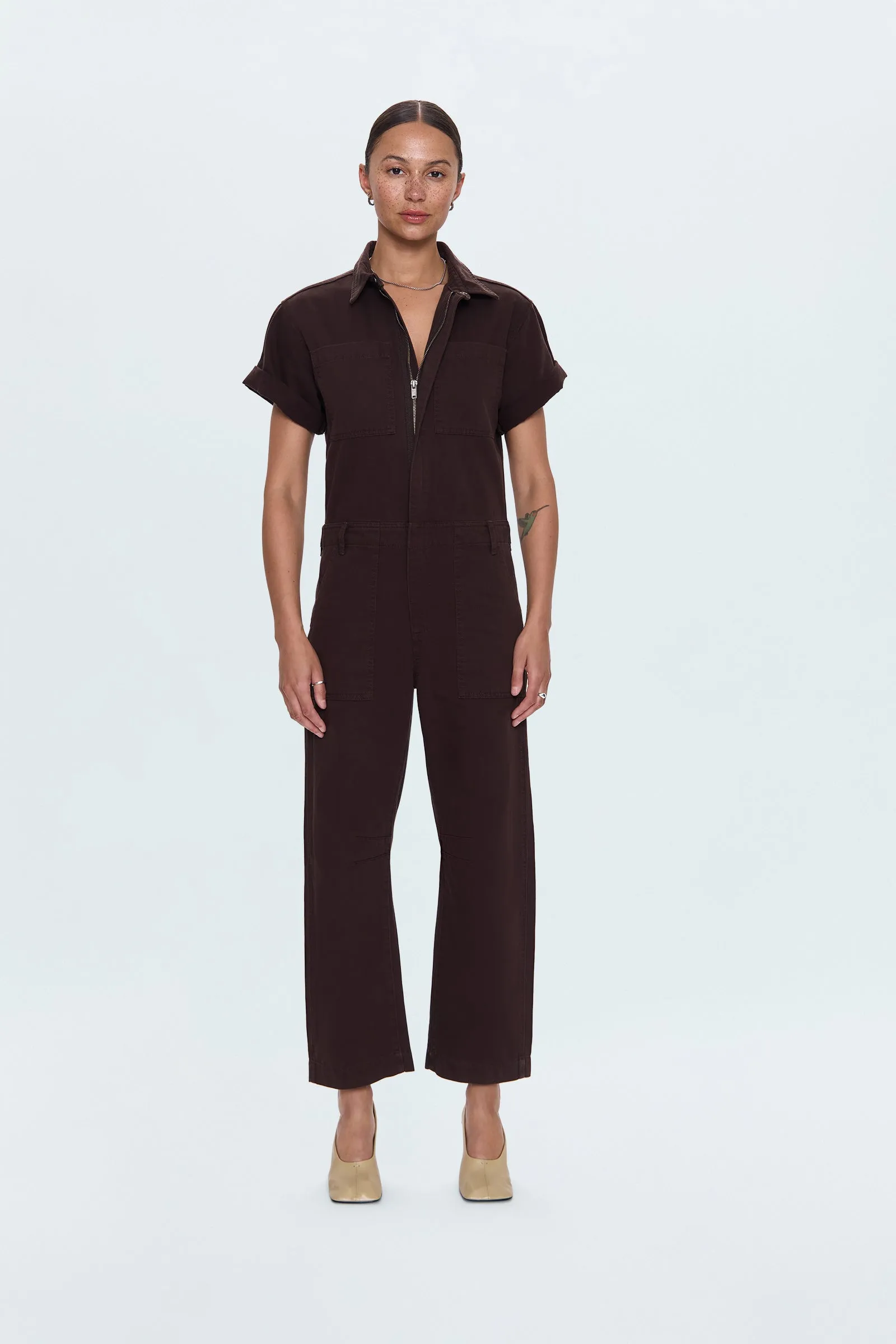 Cruz Barrel Leg Jumpsuit- Mocha sold by Pistola