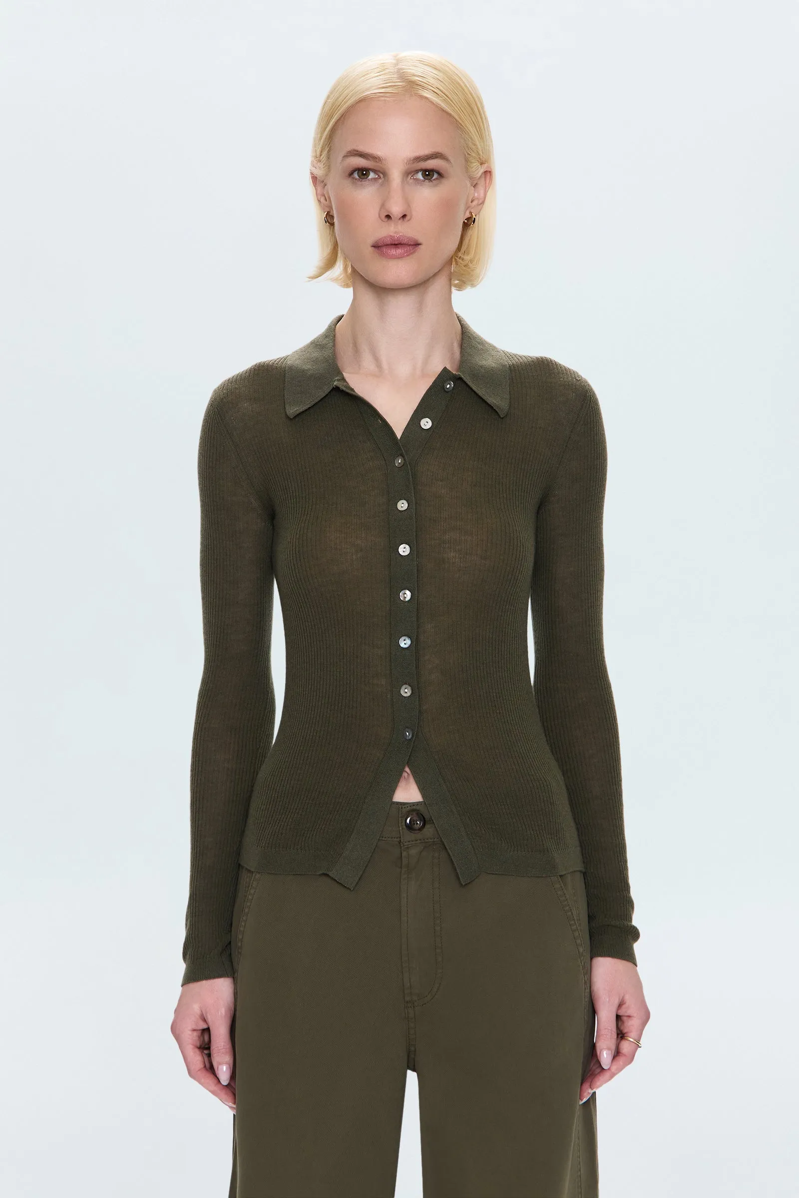 Korey Fitted Rib Cardigan - Sequoia sold by Pistola