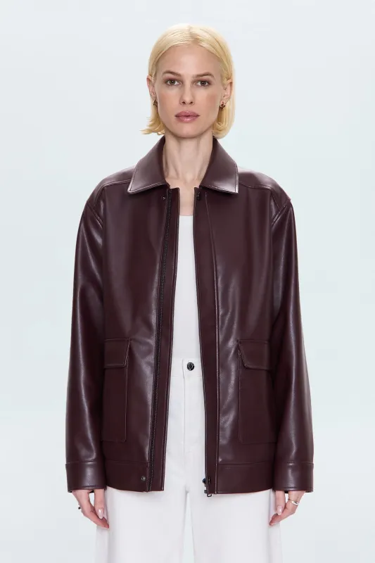 Valerie Faux Leather Bomber Jacket - Cabernet made by Pistola