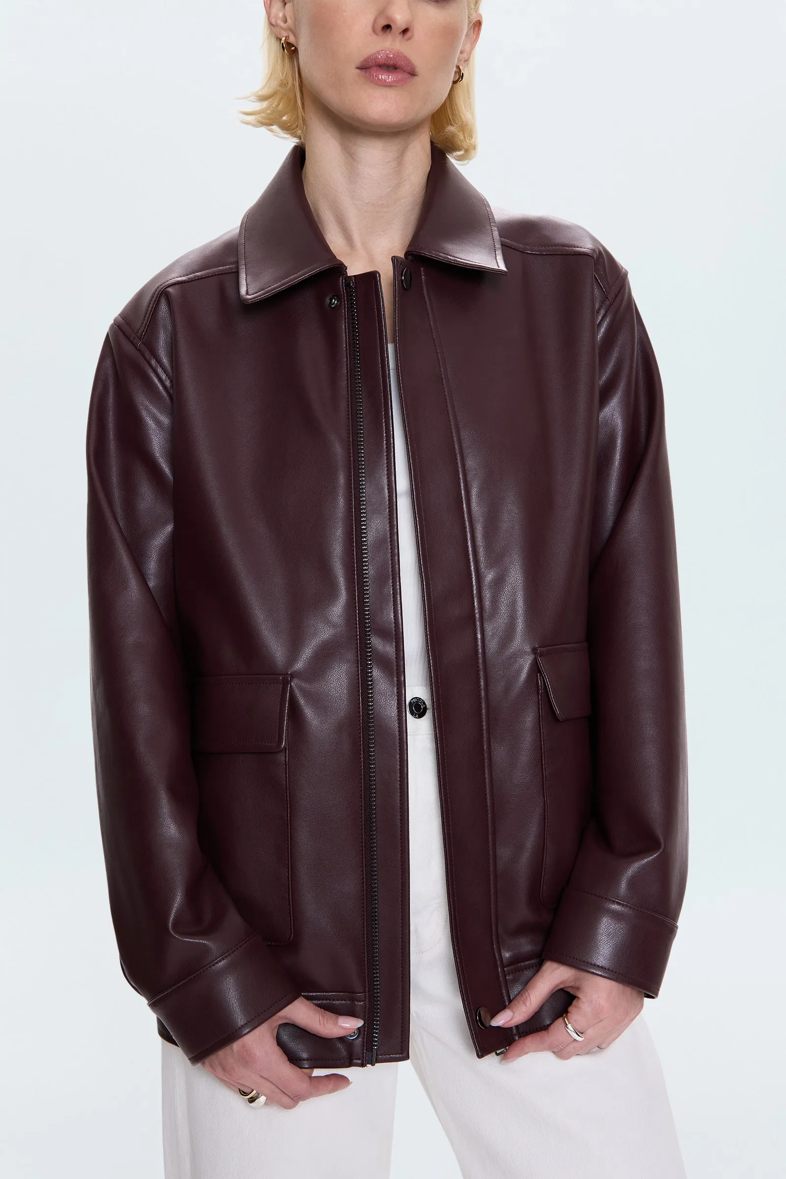 Valerie Faux Leather Bomber Jacket - Cabernet sold by Pistola product image thumbnail 3