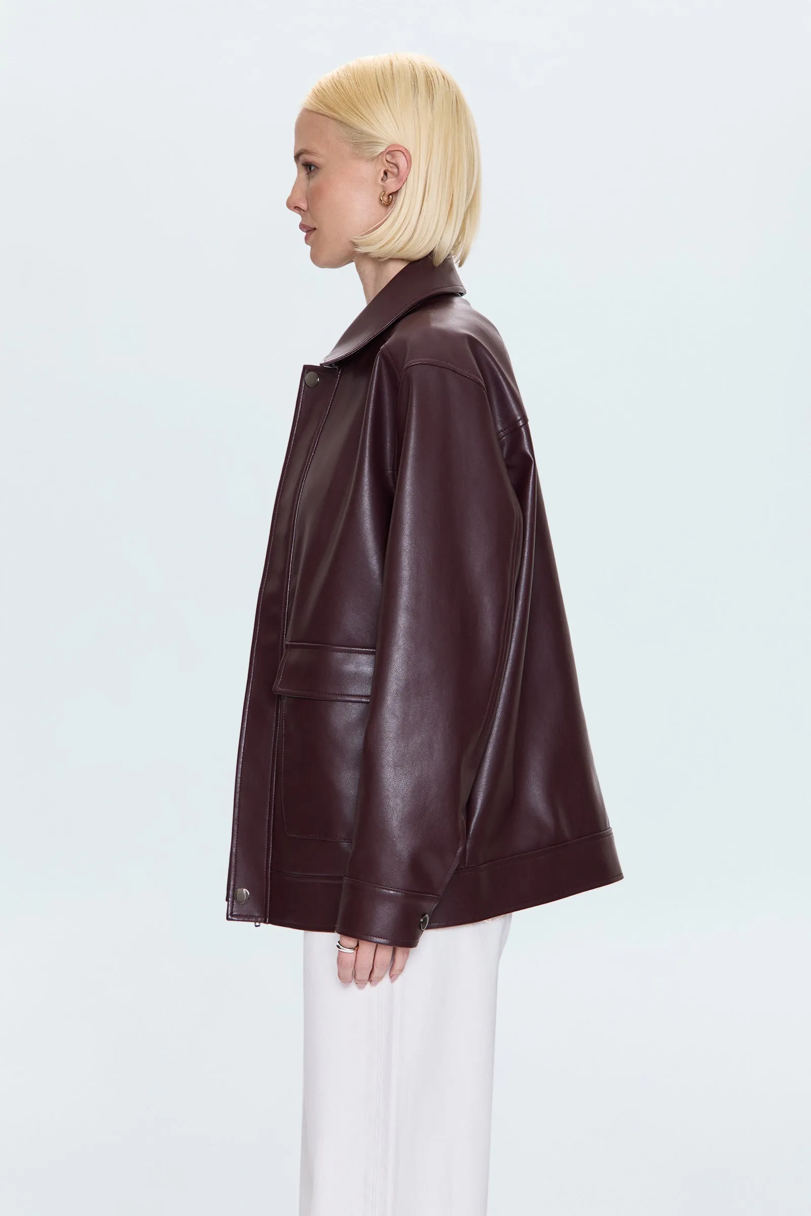 Valerie Faux Leather Bomber Jacket - Cabernet sold by Pistola product image thumbnail 4
