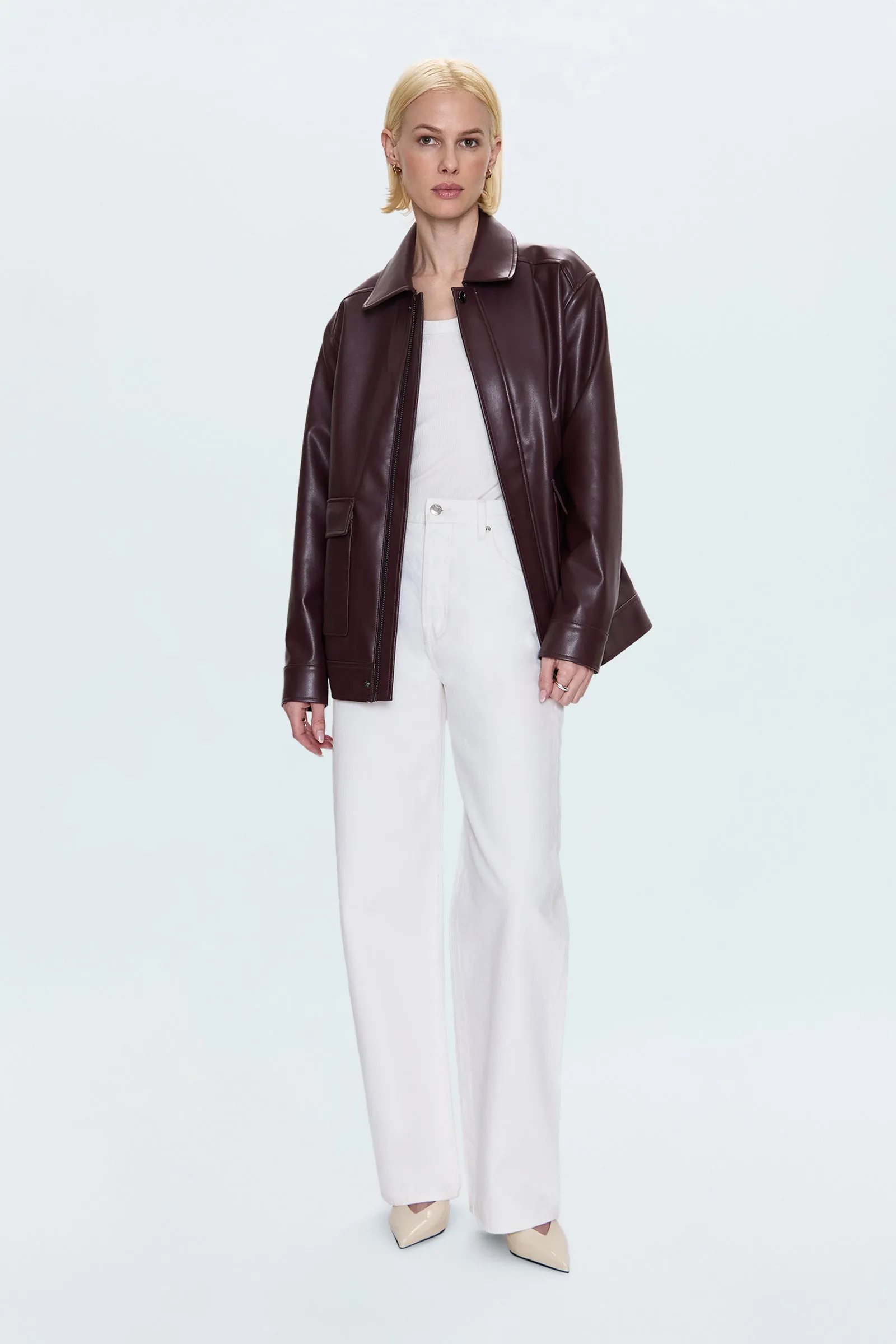 Valerie Faux Leather Bomber Jacket - Cabernet sold by Pistola product image thumbnail 2