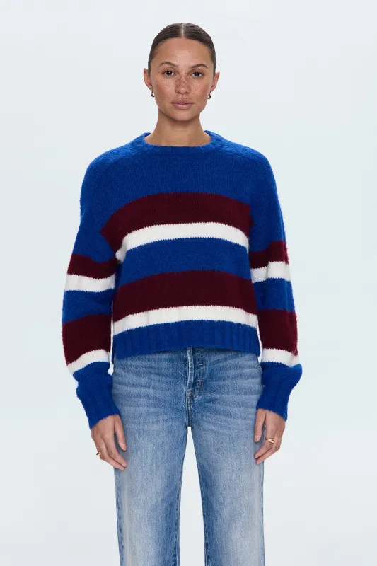 Adina Sweater - Azure Claret Stripe sold by Pistola
