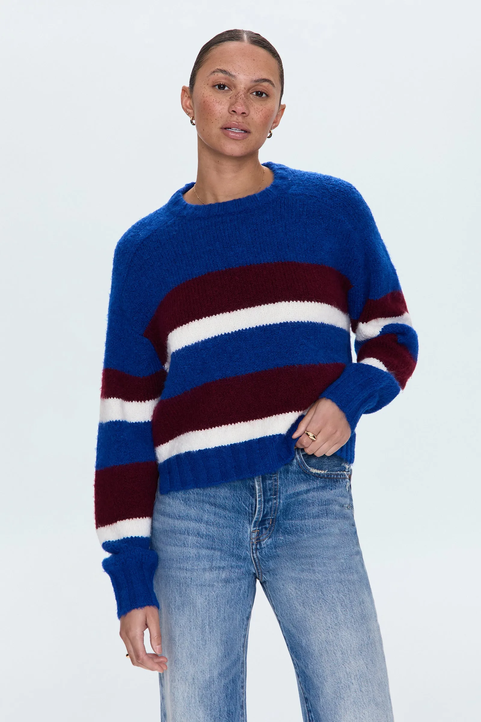 Adina Sweater - Azure Claret Stripe sold by Pistola product image thumbnail 2