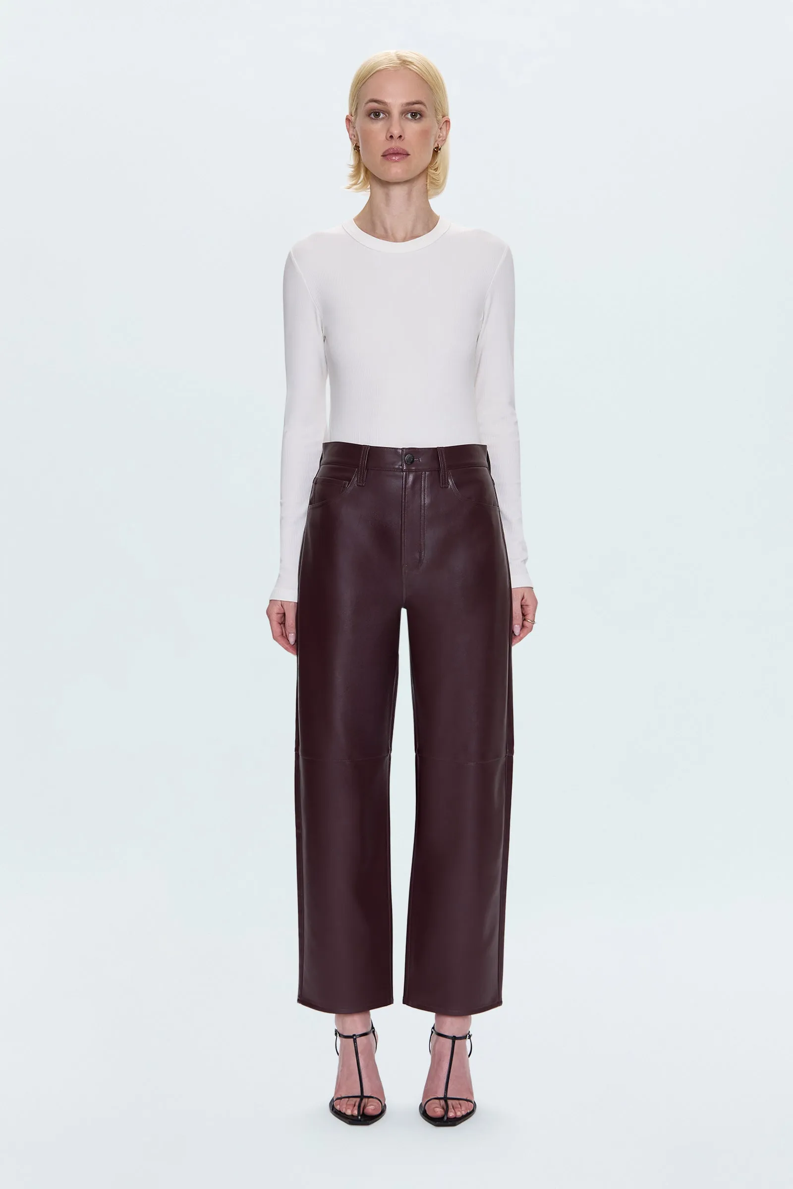Jett High Rise Bowed Straight Pant - Cabernet sold by Pistola