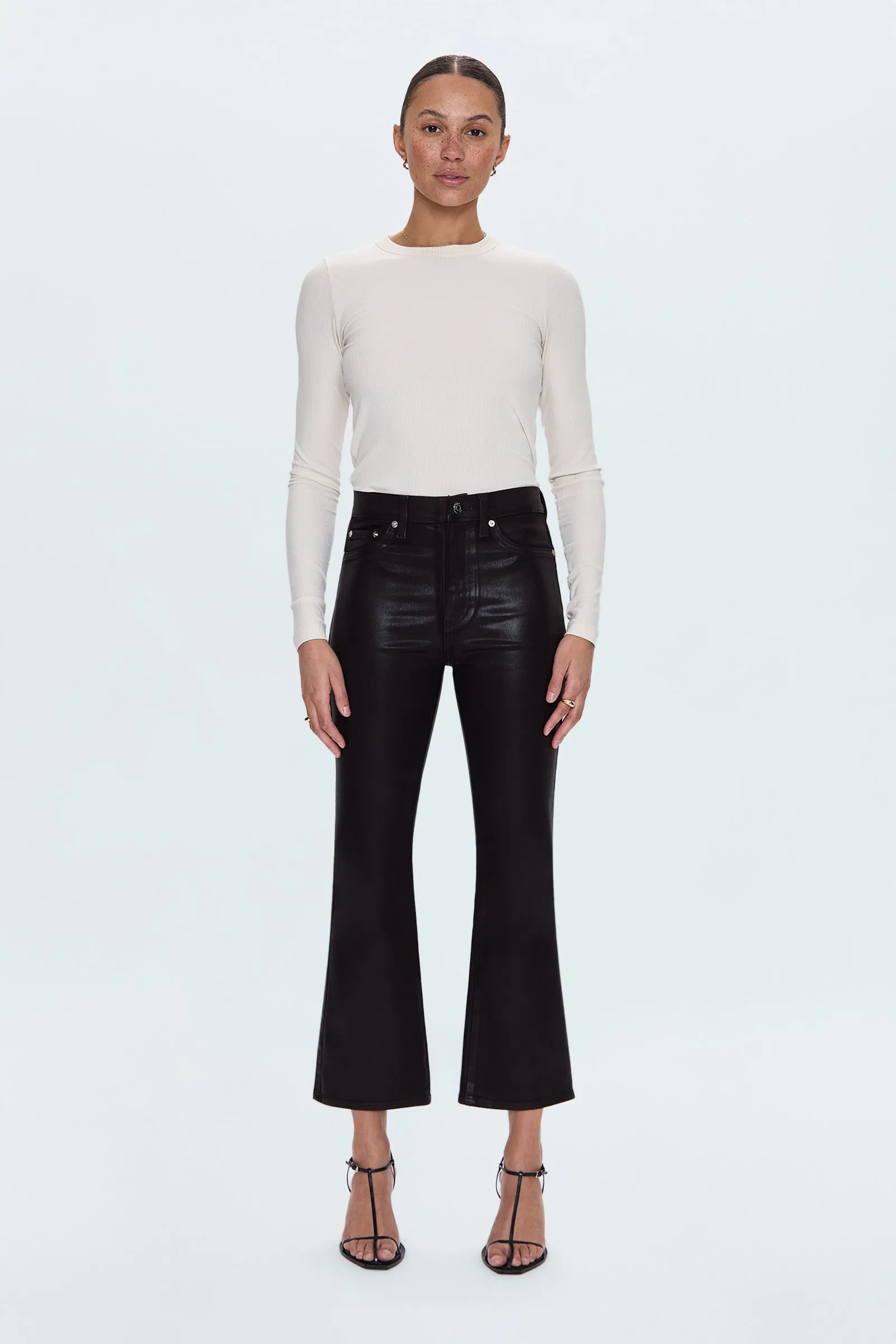 Lennon High Rise Crop Boot Pant - Coated Mocha sold by Pistola