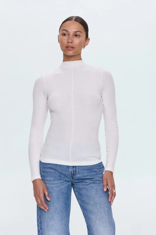 Dara Long Sleeve Funnel Neck Top - Ecru sold by Pistola