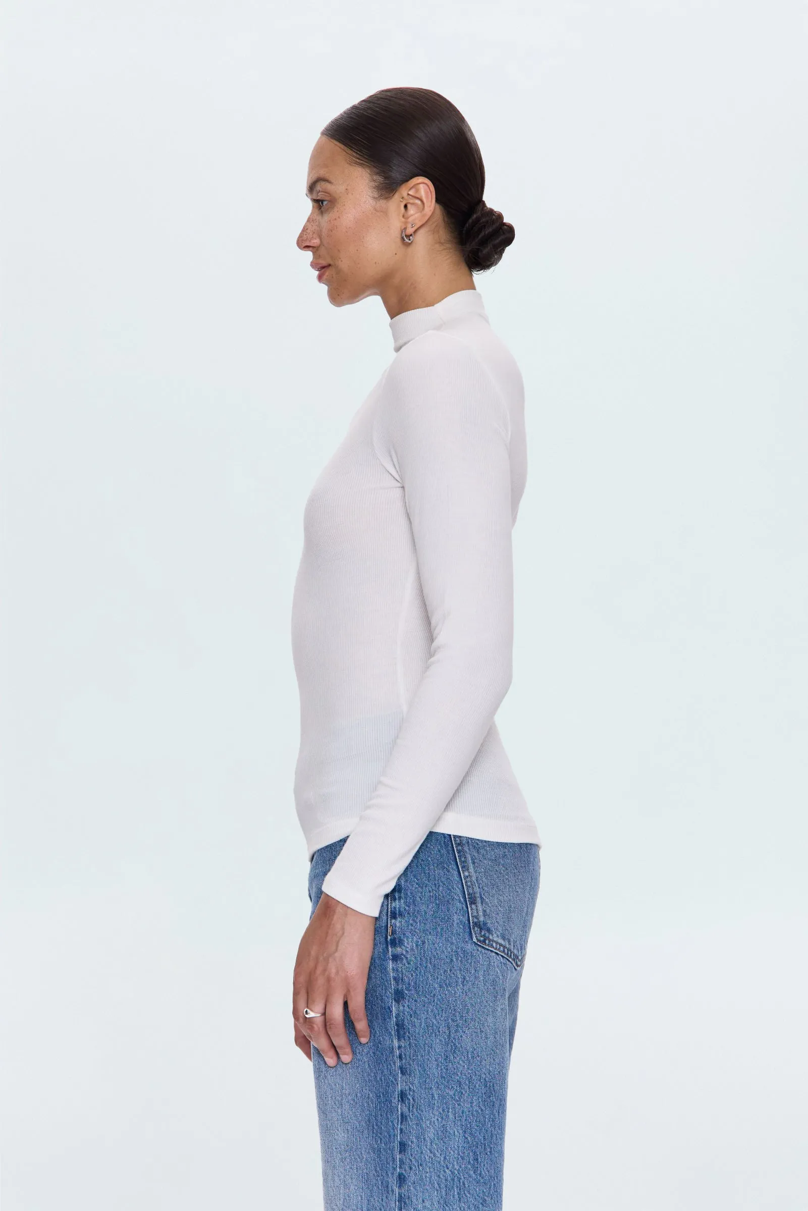 Dara Long Sleeve Funnel Neck Top - Ecru sold by Pistola product image thumbnail 2
