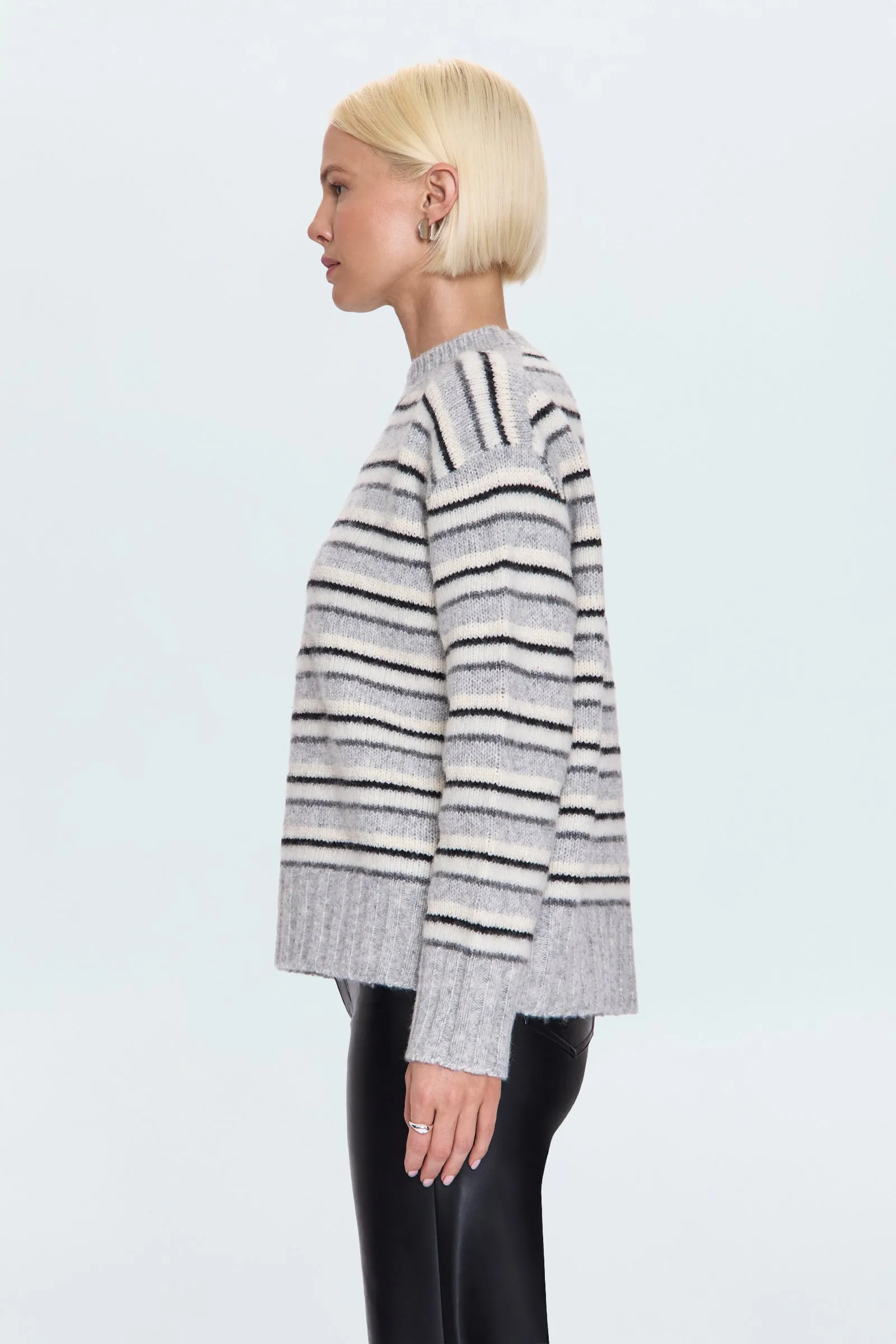 Hanna Oversized Sweater - Grey White Stripe sold by Pistola product image thumbnail 3