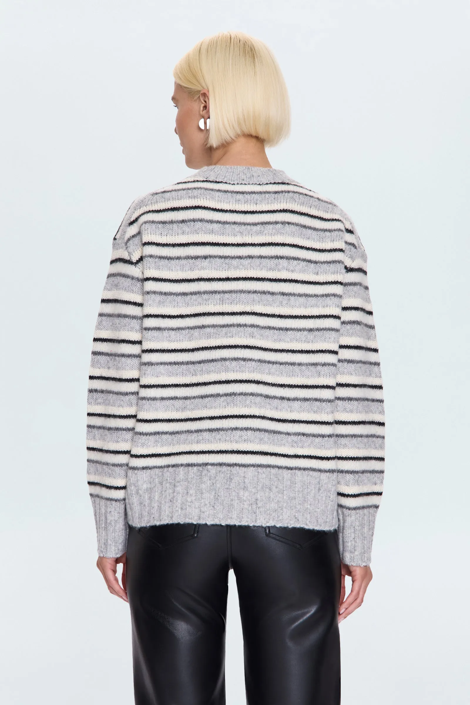 Hanna Oversized Sweater - Grey White Stripe sold by Pistola product image thumbnail 4