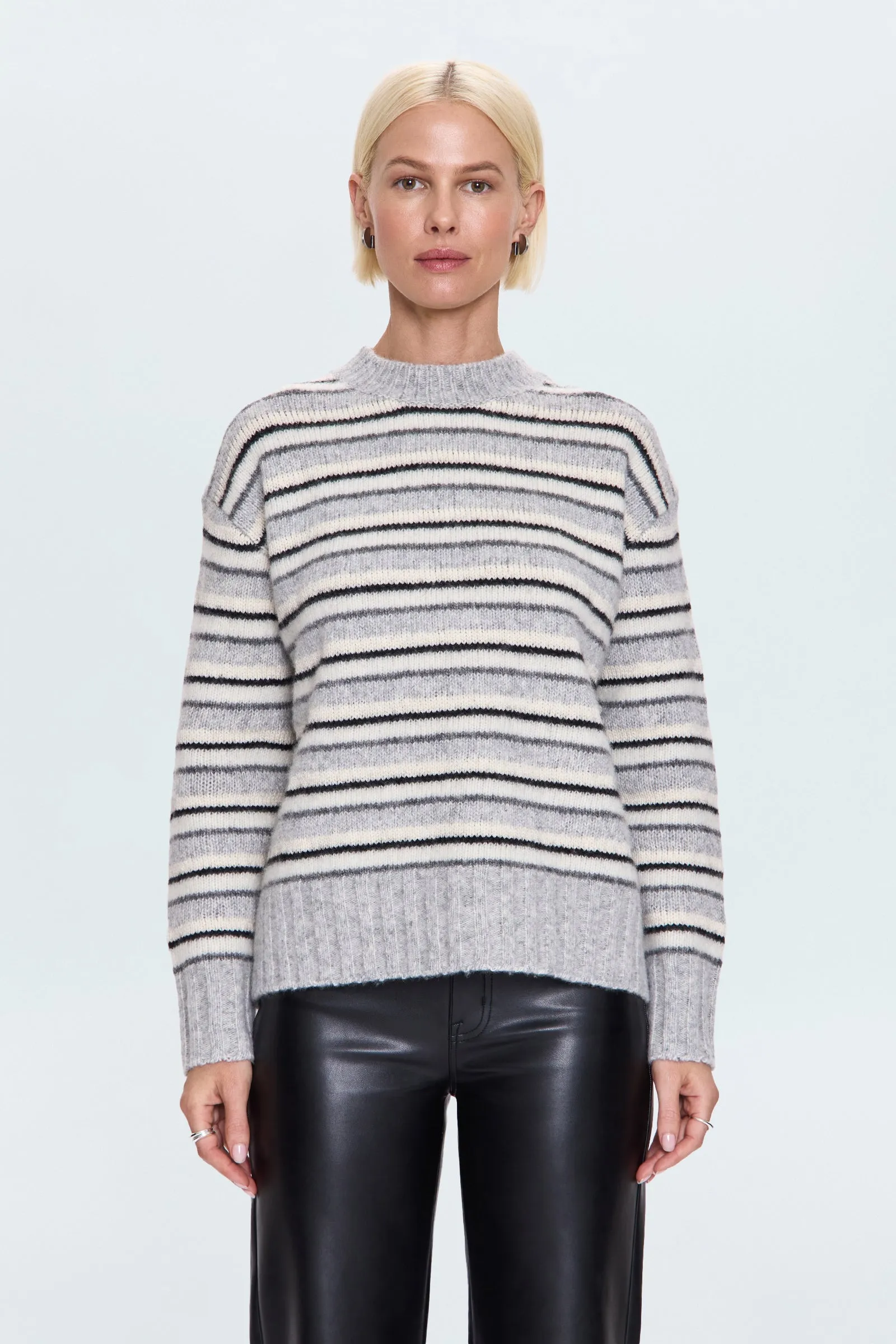 Hanna Oversized Sweater - Grey White Stripe sold by Pistola