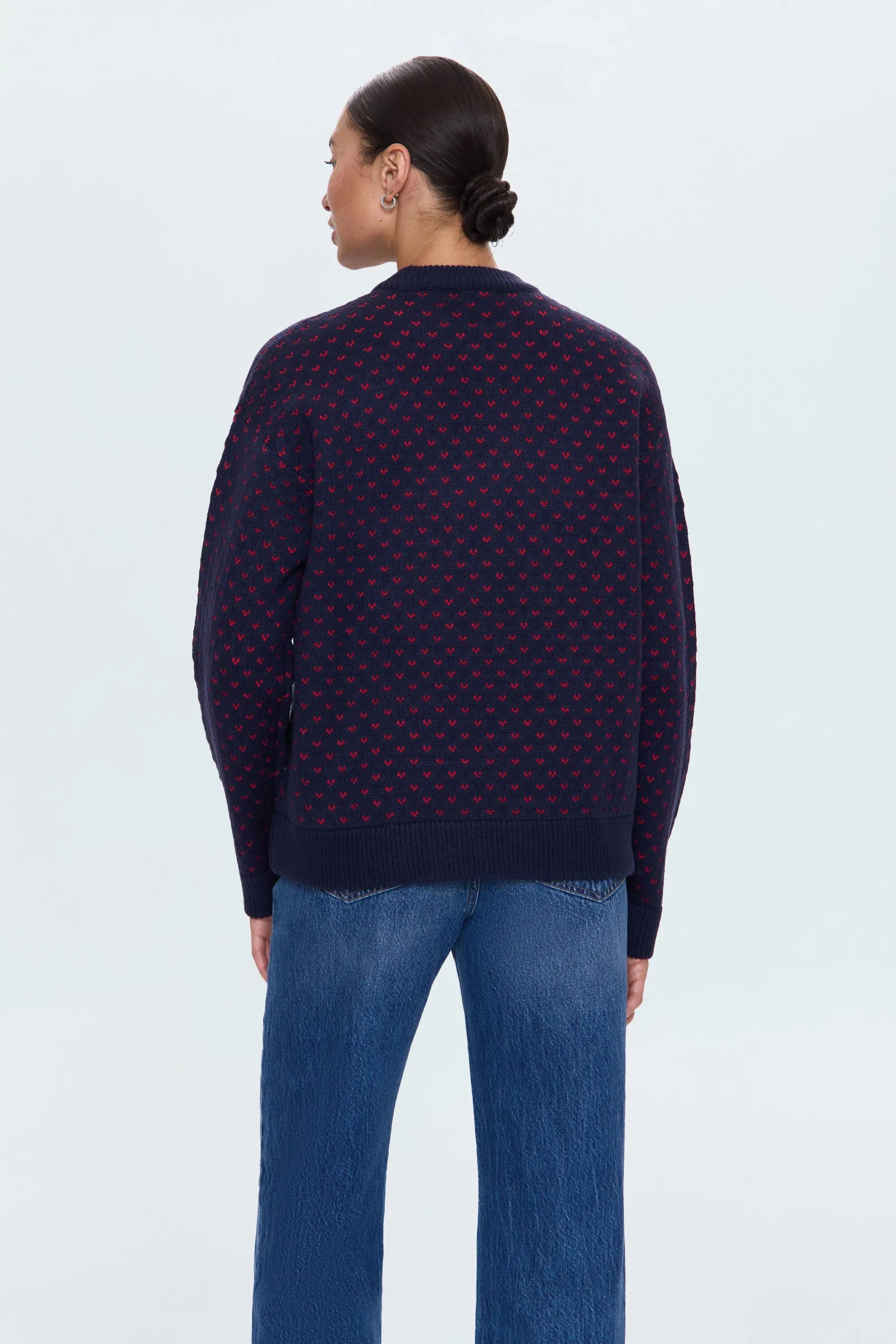 Hanna Oversized Sweater - Navy Red Hearts sold by Pistola product image thumbnail 5