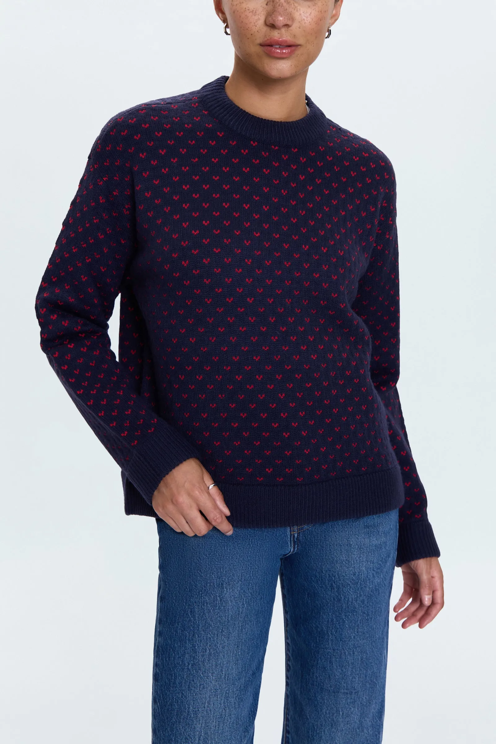 Hanna Oversized Sweater - Navy Red Hearts sold by Pistola product image thumbnail 2