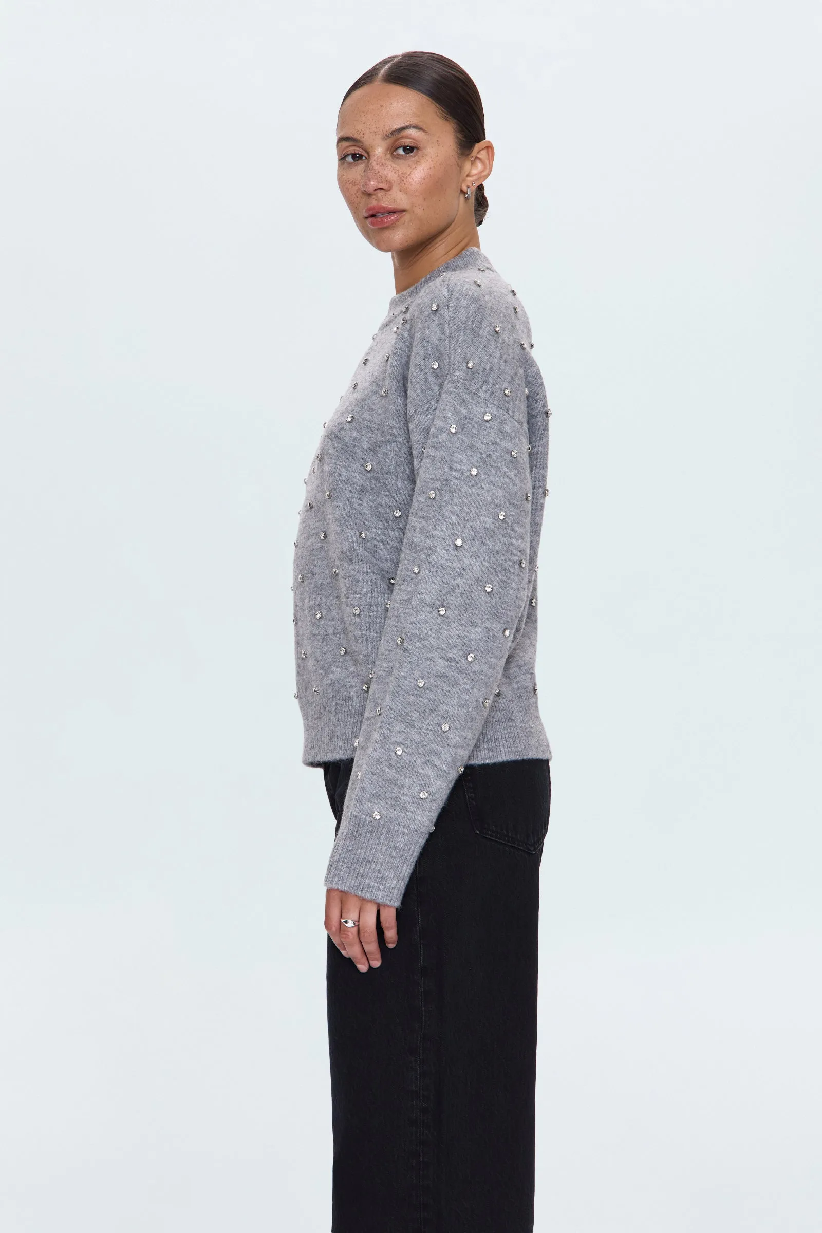 Aura Relaxed Crew Neck Sweater - Charcoal Diamonte sold by Pistola product image thumbnail 3