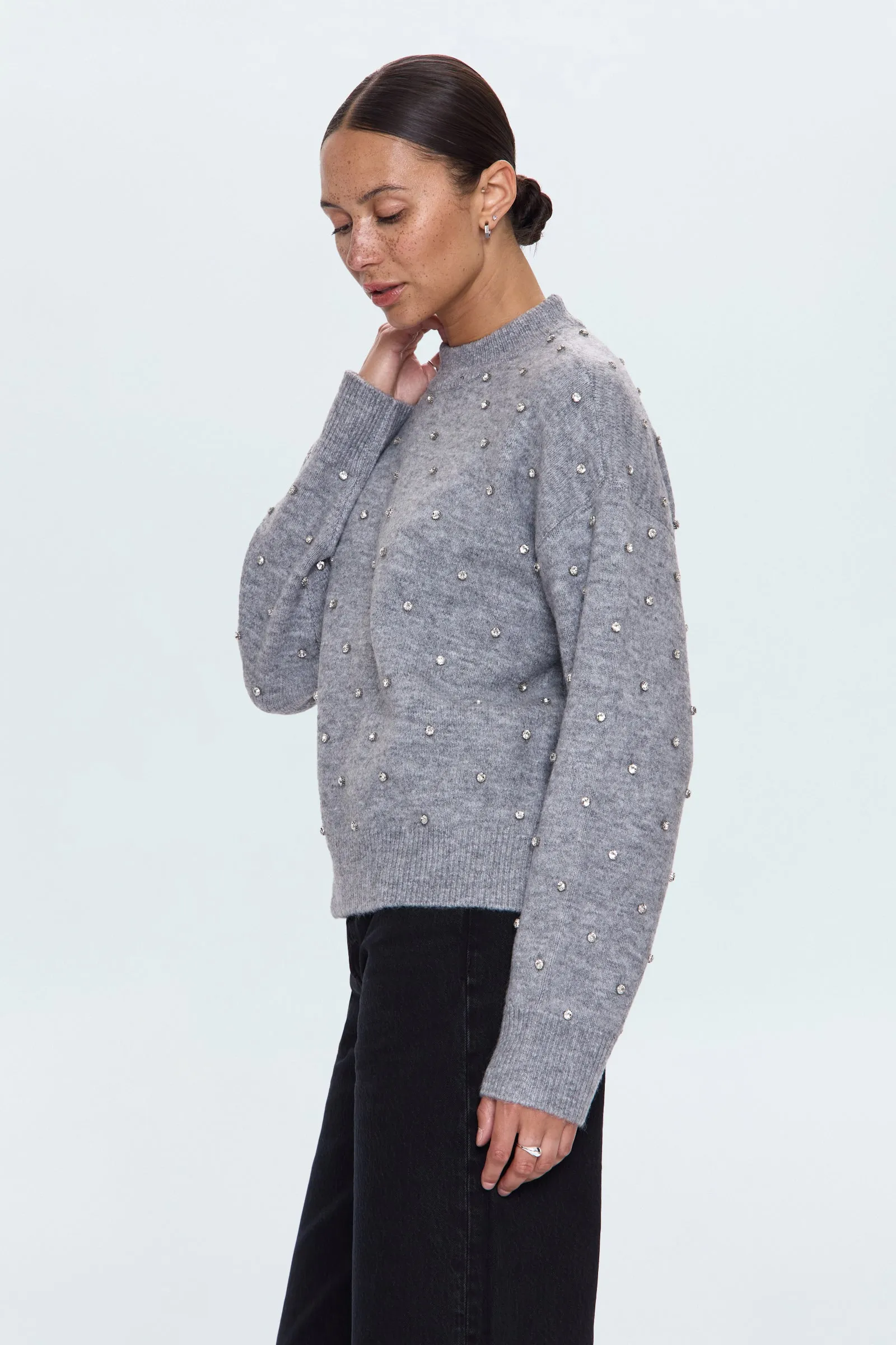 Aura Relaxed Crew Neck Sweater - Charcoal Diamonte sold by Pistola product image thumbnail 4