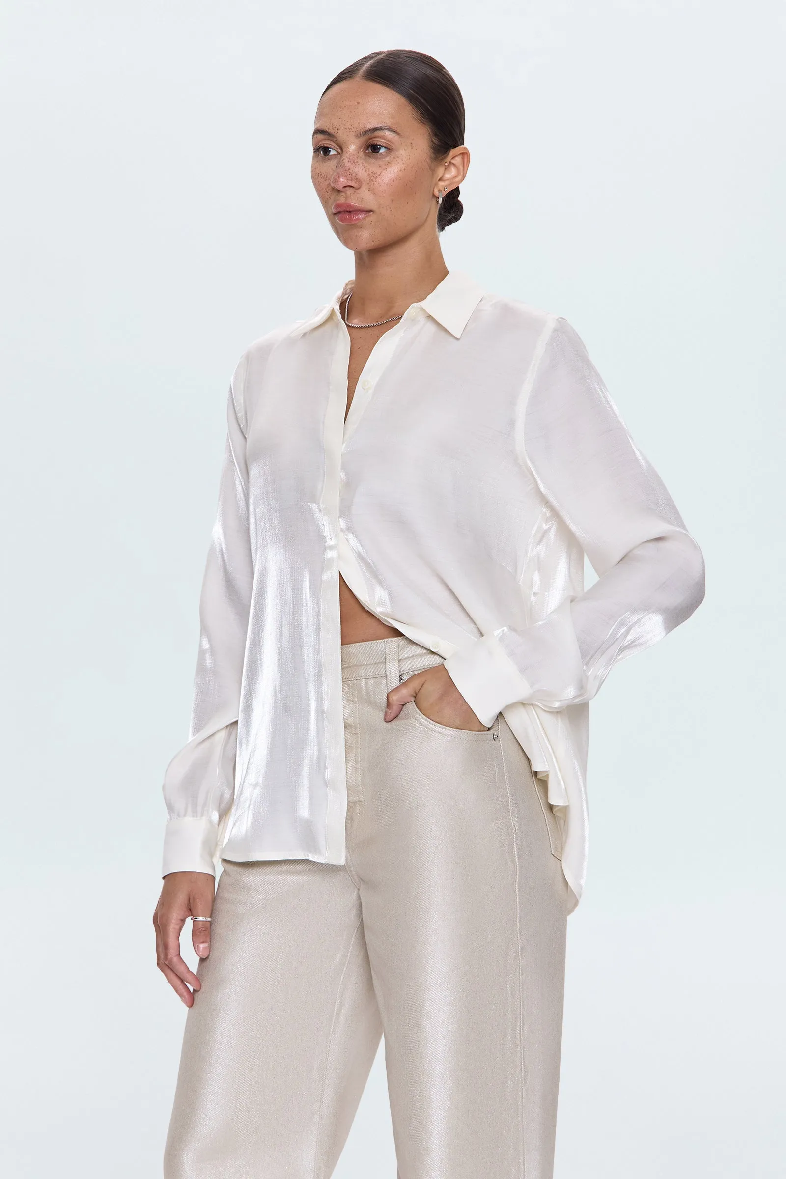 Tilda Long Sleeve Button Up - Ecru sold by Pistola product image thumbnail 3
