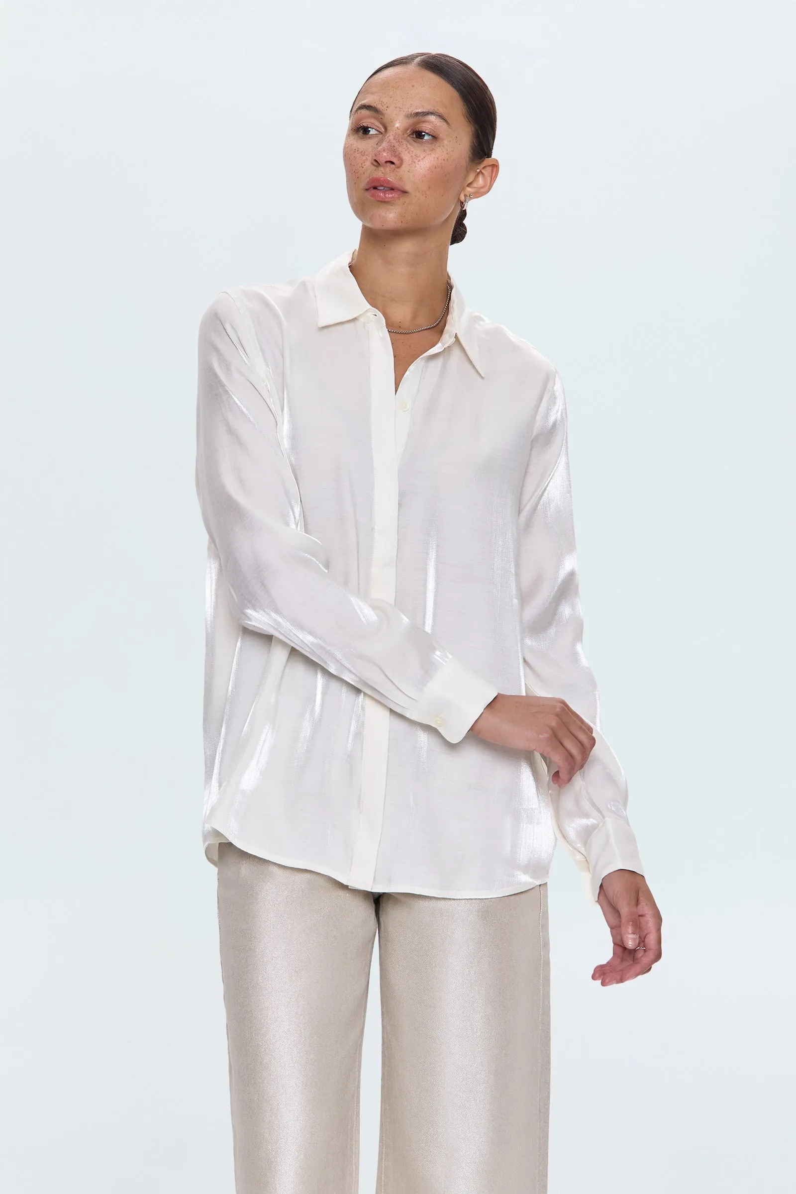 Tilda Long Sleeve Button Up - Ecru sold by Pistola product image thumbnail 2