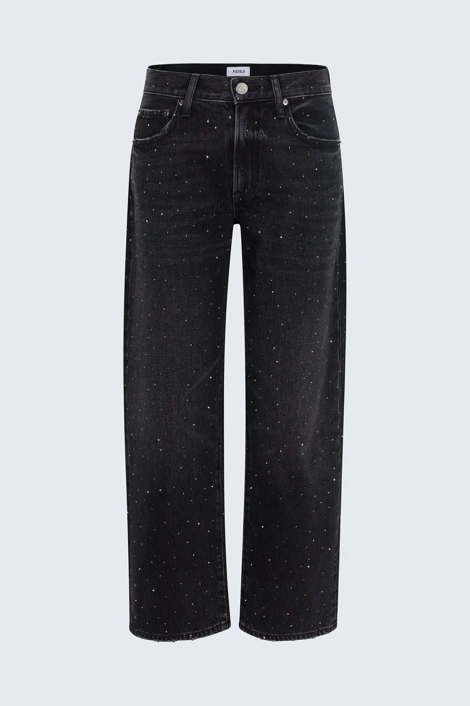 PETITE Lexi Mid Rise Bowed Straight Jean - Silver Screen sold by Pistola
