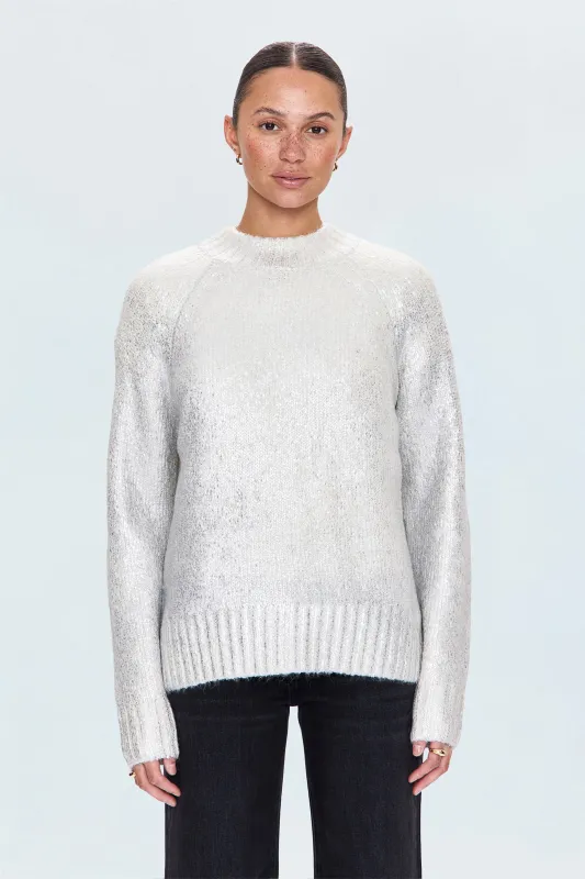 Ilana Mock Neck Raglan Sleeve Pullover Sweater - Silver Frost sold by Pistola