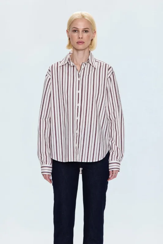 Finlay Shirt - Claret Stripe sold by Pistola