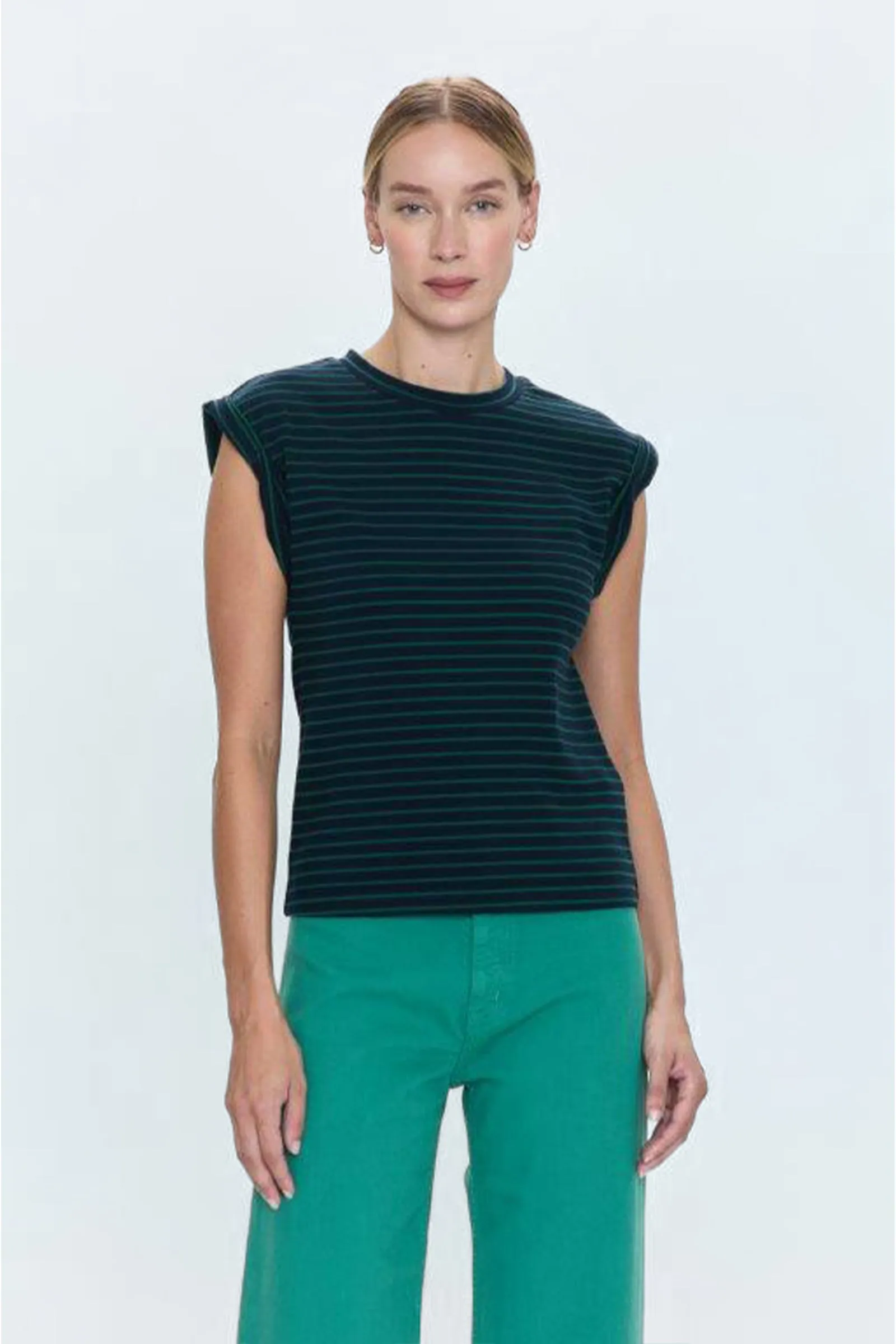 Olivia Twisted Sleeve Marina - Navy Green Stripe sold by Pistola product image thumbnail 3